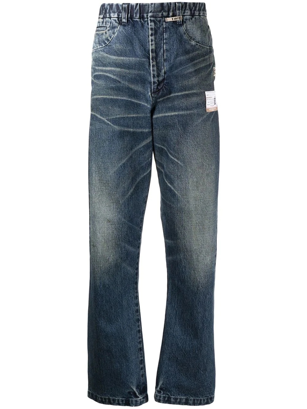 elasticated-waistband straight jeans - 1