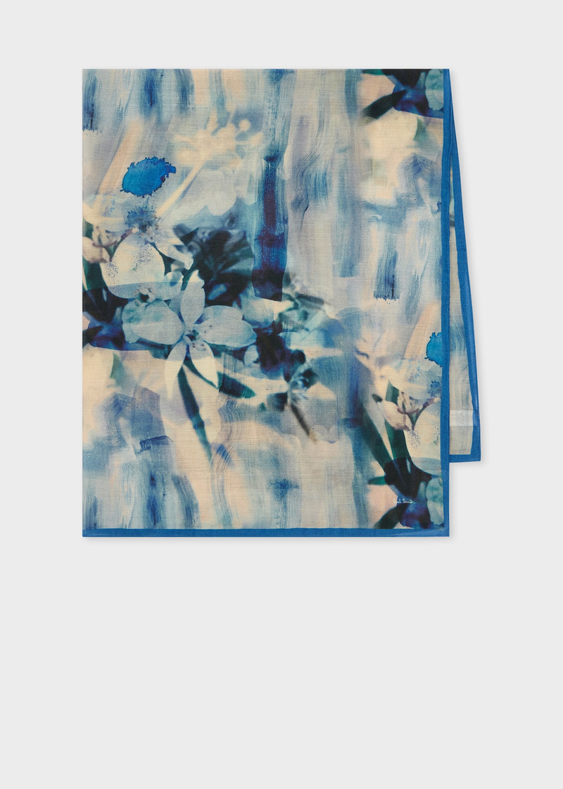 Blue 'Painted Photograph' Scarf 1