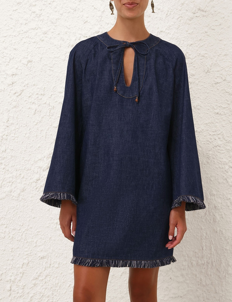 Zimmermann RHIANNON FRINGE DENIM MINI outlook