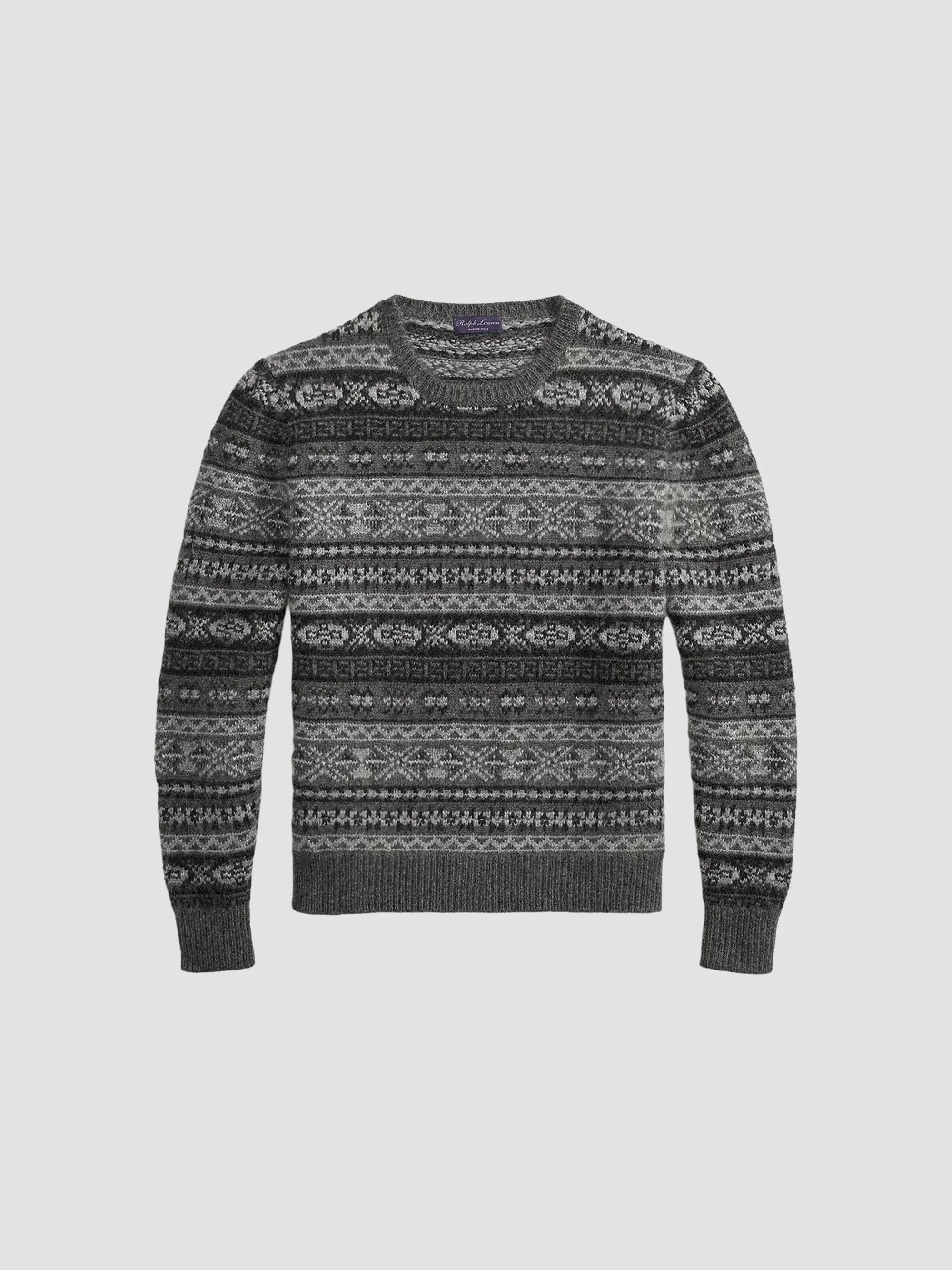 Men's Fair Isle-Style Cashmere-Blend Sweater - Grey Multi - 1