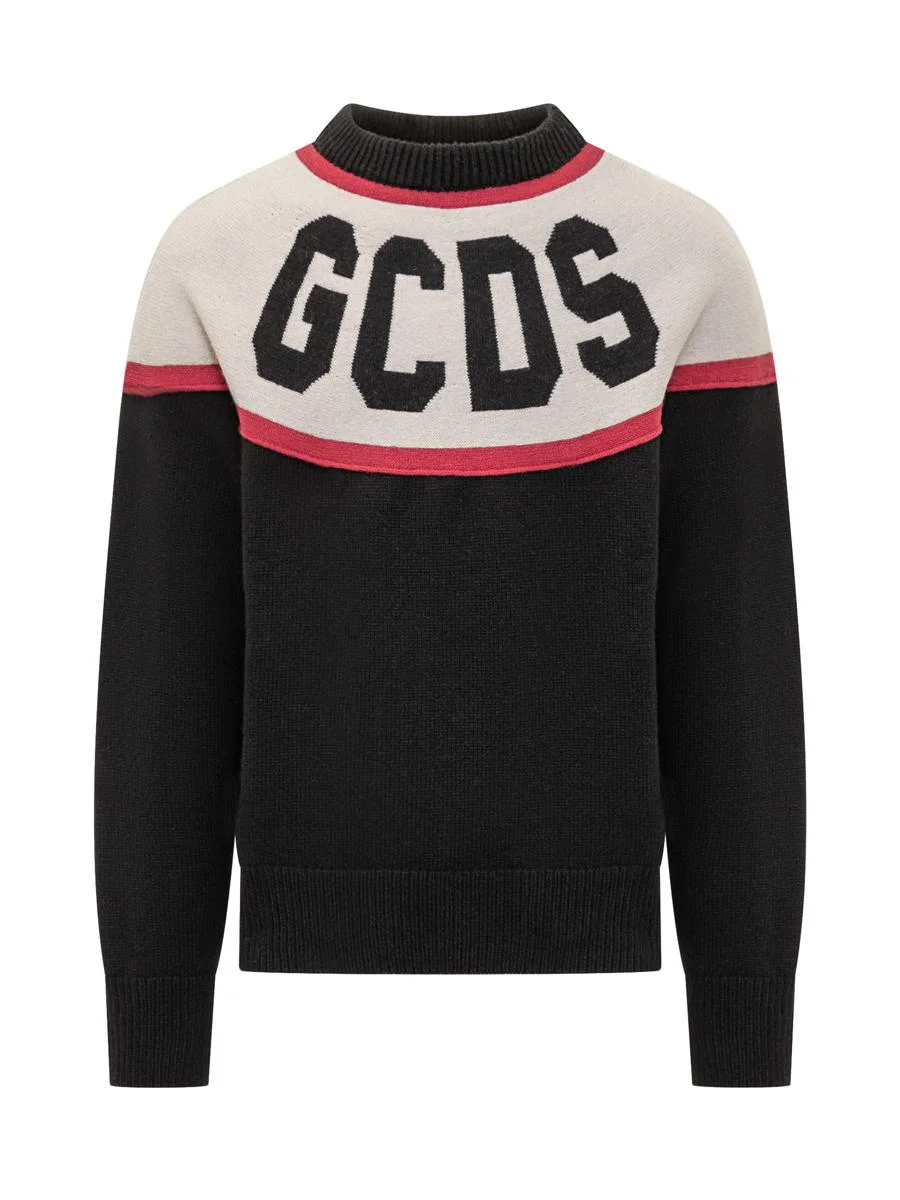 Gcds Black Sweater With Contrast Logo Gcds - 1