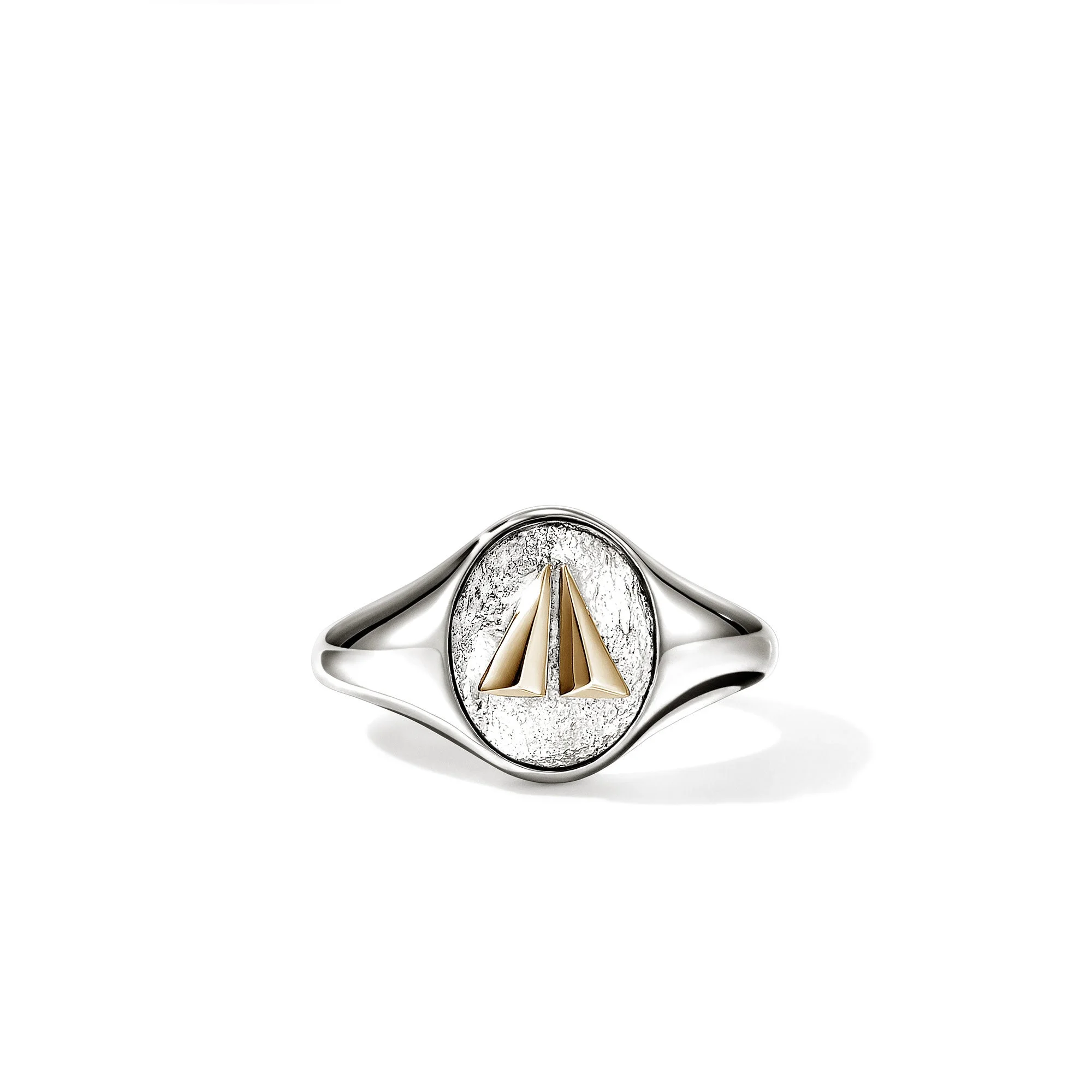 Split Gate Signet Ring, Gold, Sterling Silver - 1