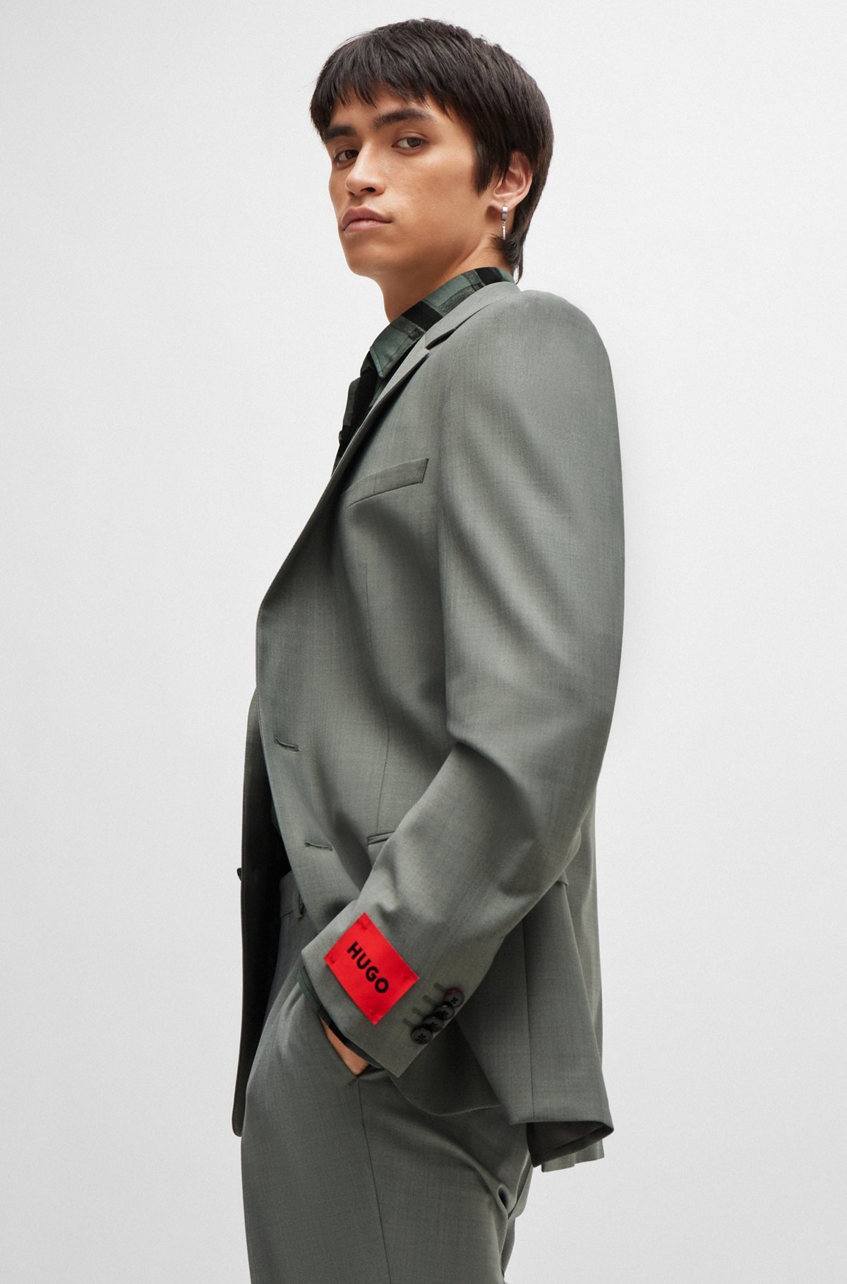 SLIM-FIT JACKET IN PATTERNED SUPER-FLEX FABRIC - 6