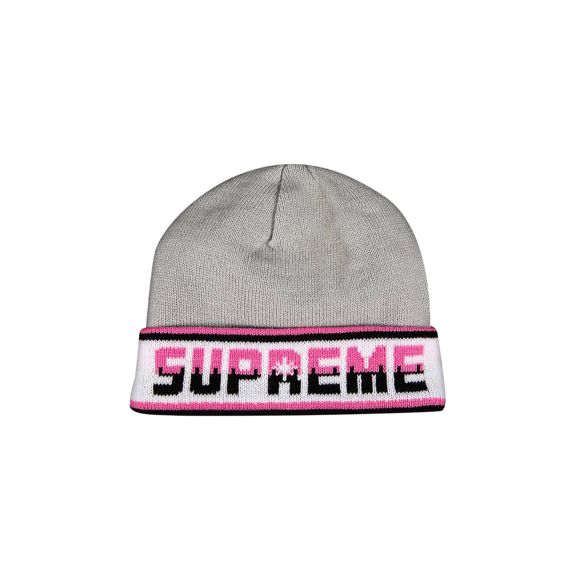 Supreme Double Logo Facemask Beanie 'Grey' - 1