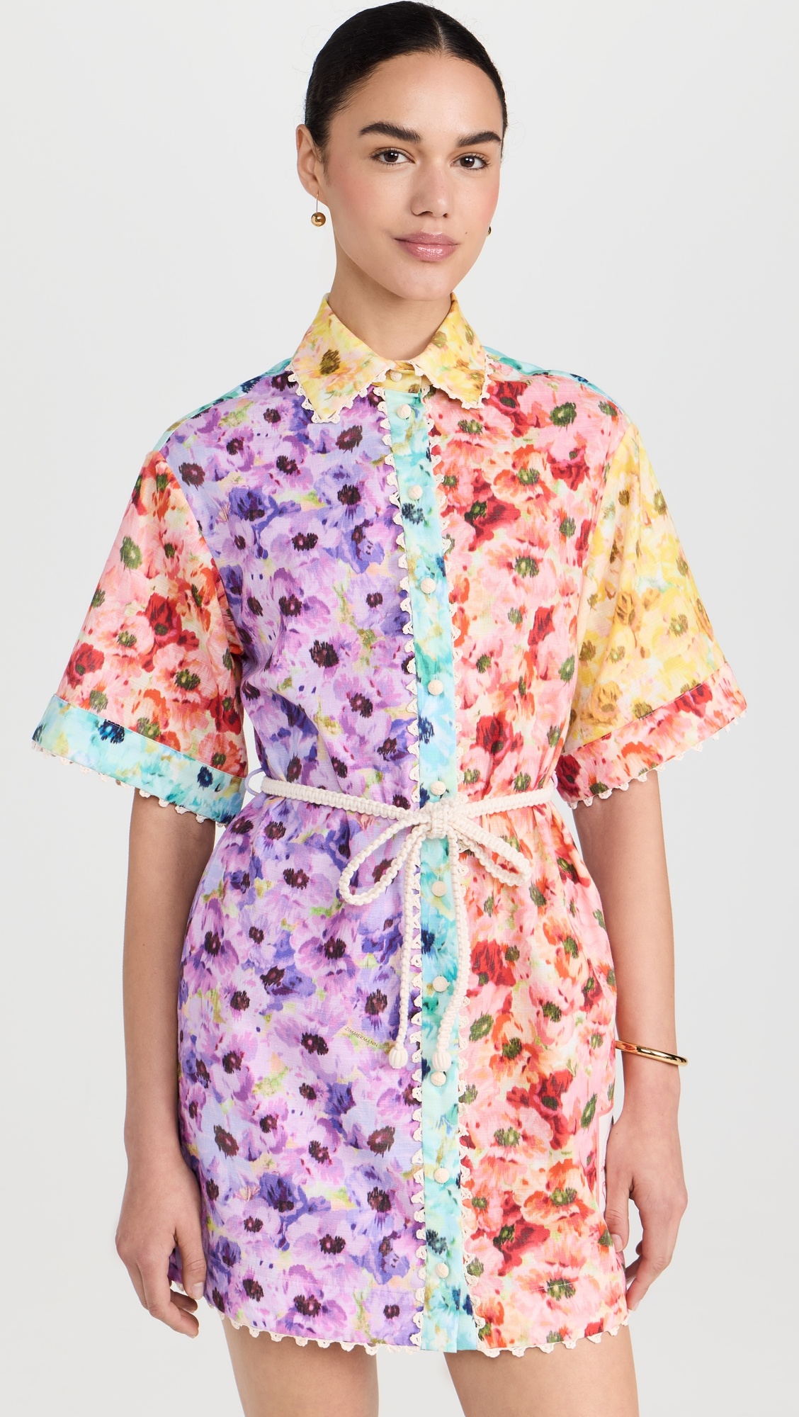 【Zimmermann】LUMINOSITY SHIRT DRESS シャツ ミニドレス Zimmermann Lightburst Trimmed Shirt Dress | shopbop | REVERSIBLE