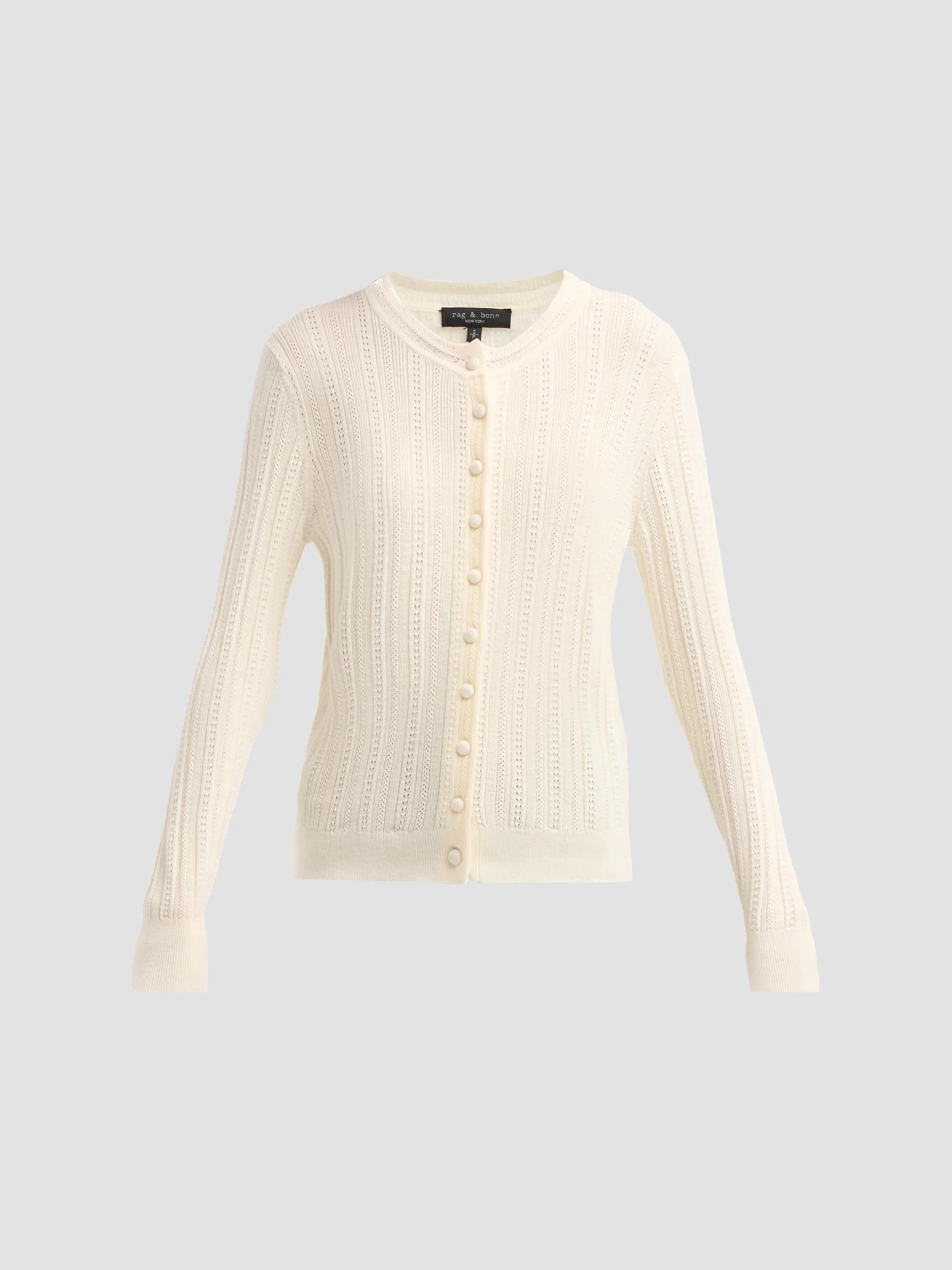 Women's Rhodes Wool Crewneck Cardigan - White - 1