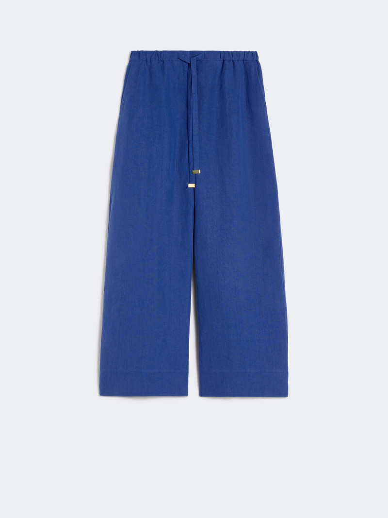 AURORA Linen drawstring trousers - CORNFLOWER BLUE 1