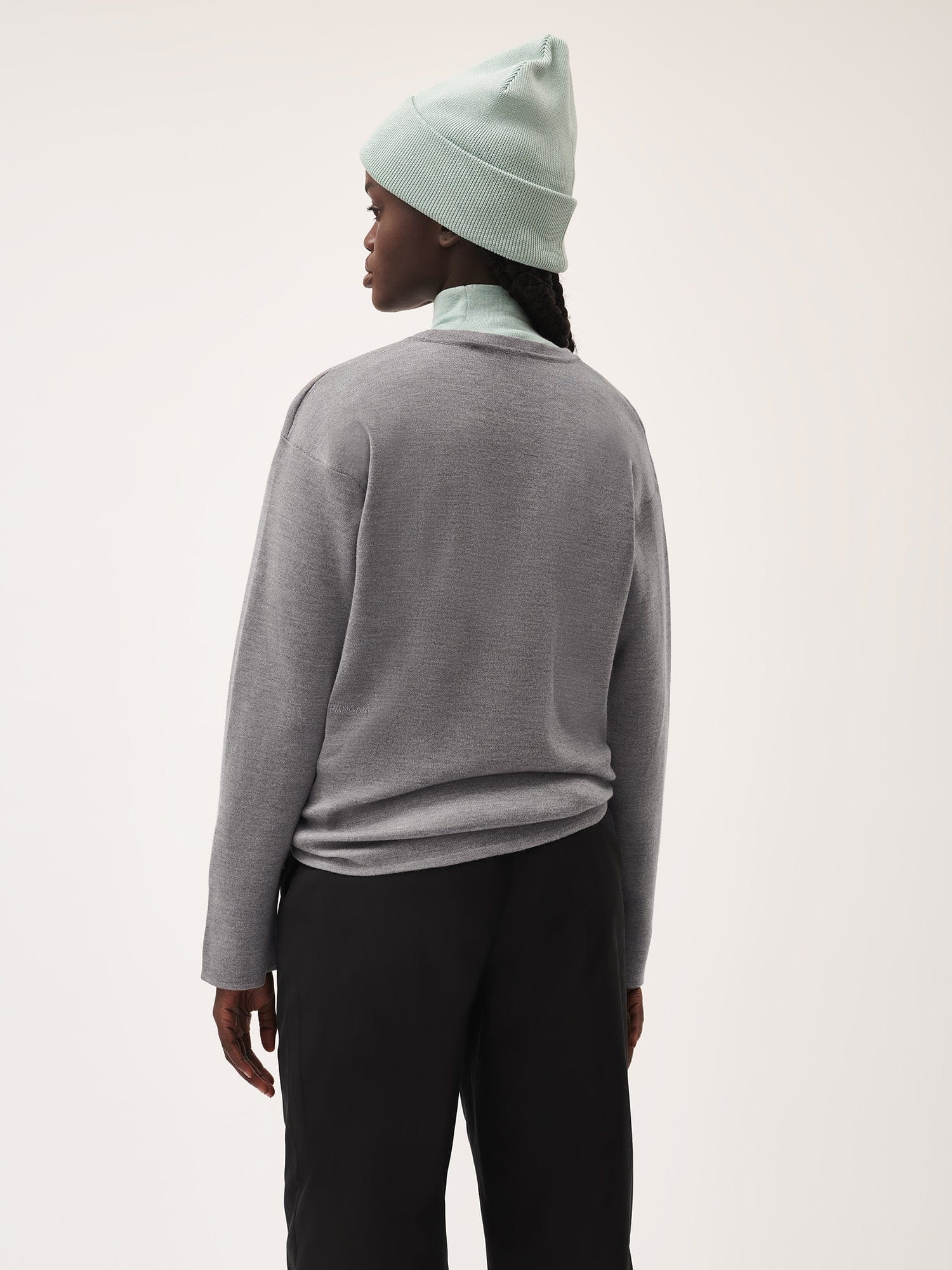 Womens Regenerative Merino Wool Sweater - Grey Marl - 3