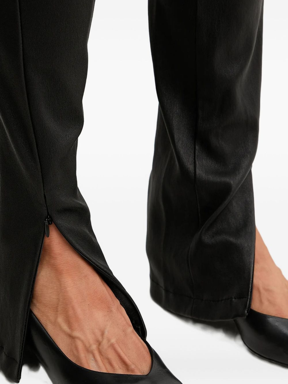 split-hem leather trousers - 4