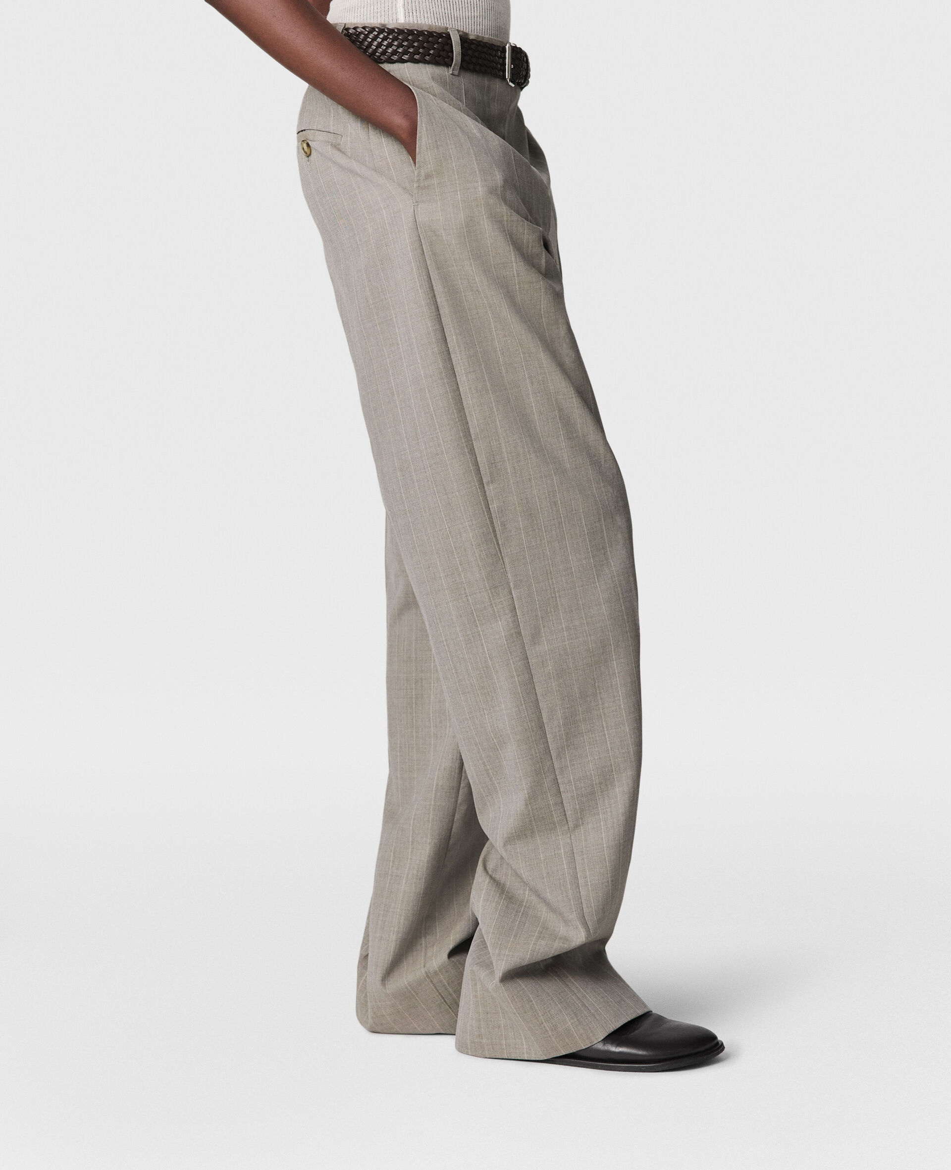 Tapered Slim-Leg Pinstripe Pants - 3