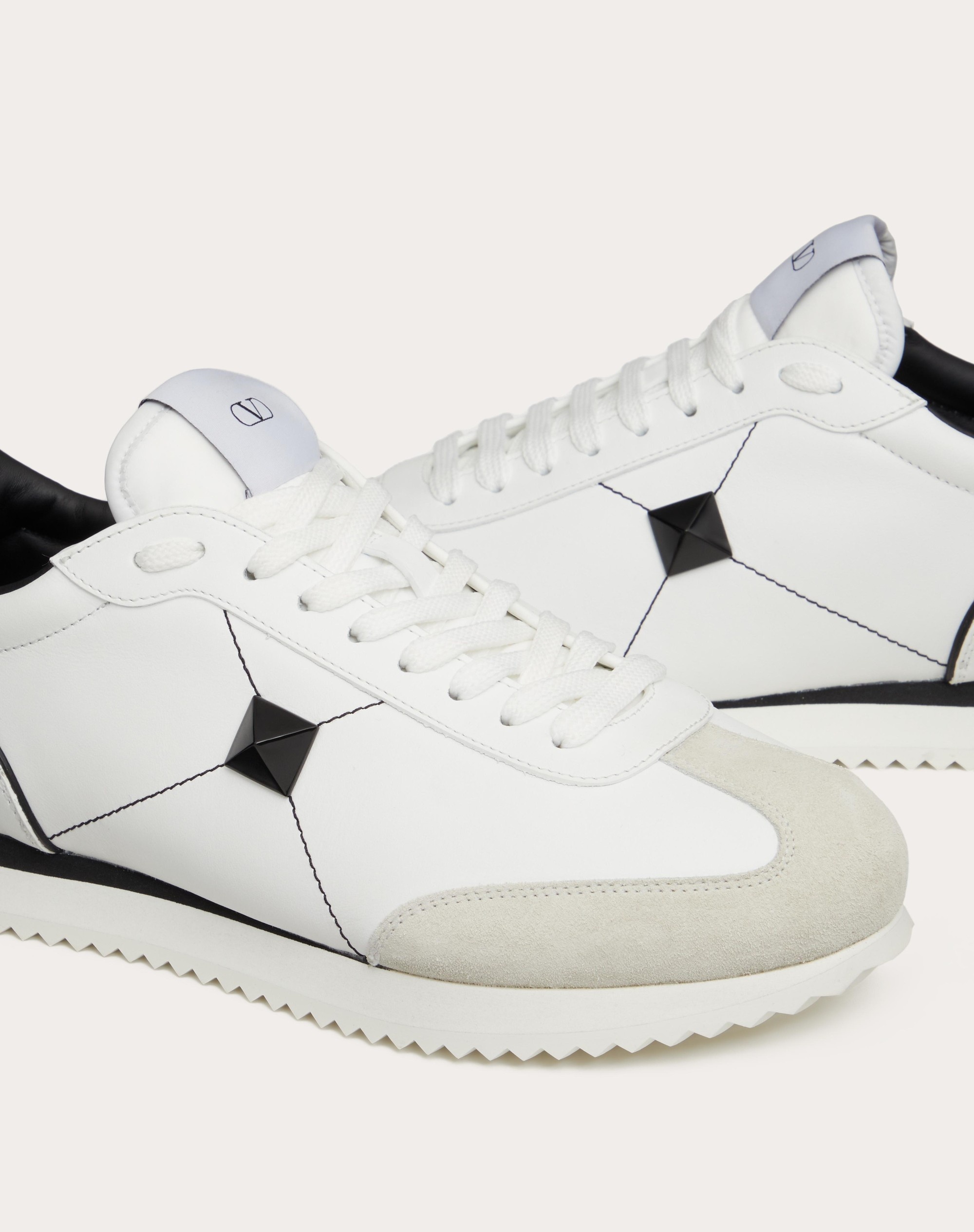 STUD AROUND LOW-TOP CALFSKIN AND NAPPA LEATHER SNEAKER - 5