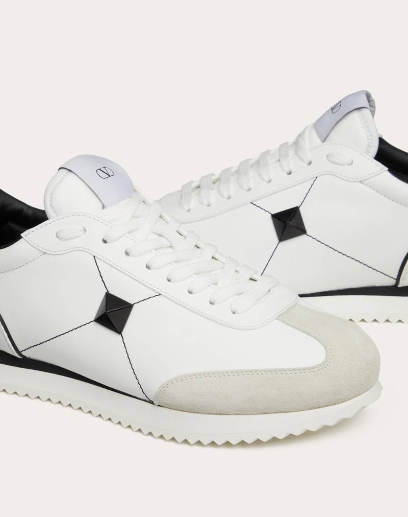 STUD AROUND LOW-TOP CALFSKIN AND NAPPA LEATHER SNEAKER 5