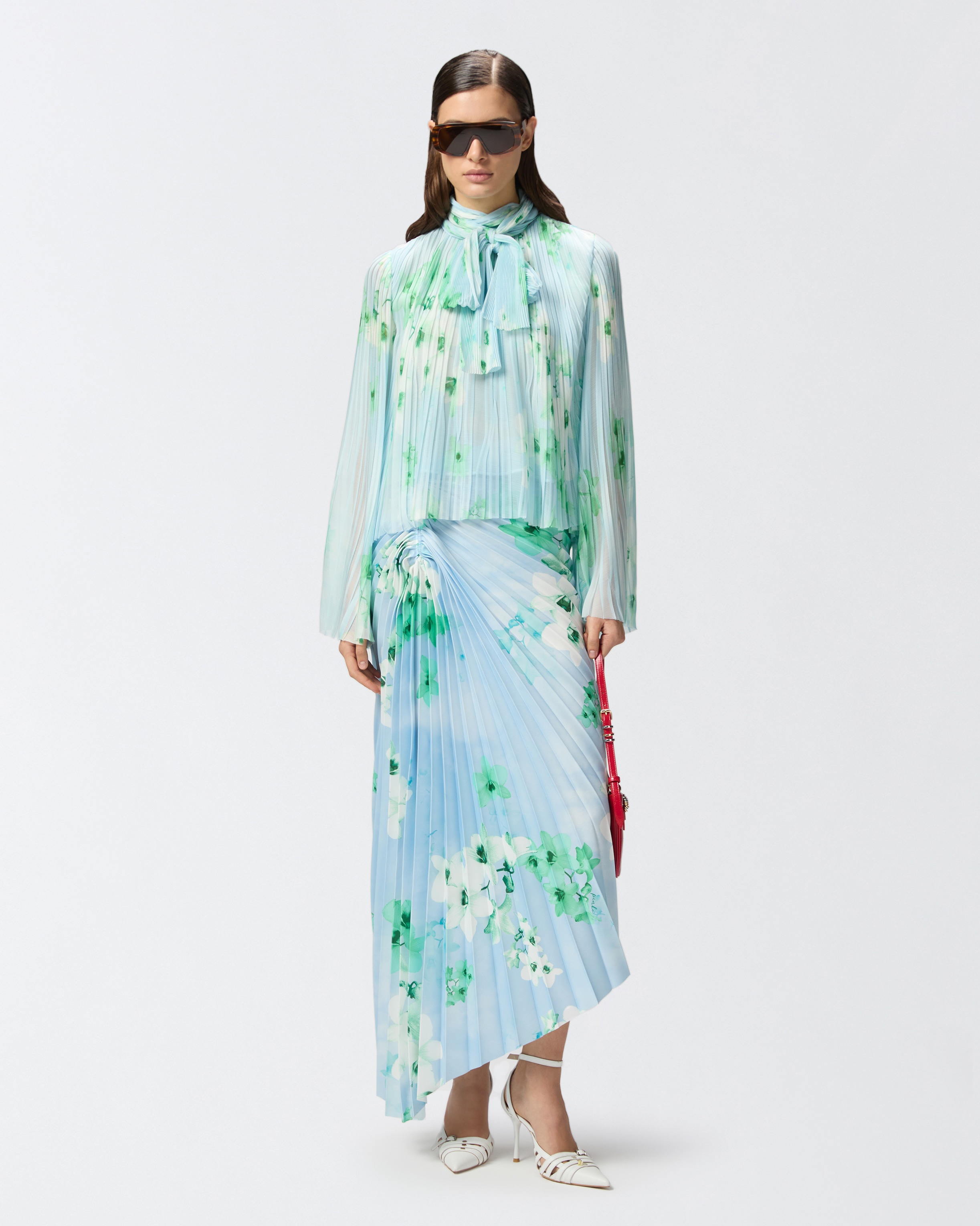 LIGHT BLOUSE IN PLEATED FLORAL CREPON - 3