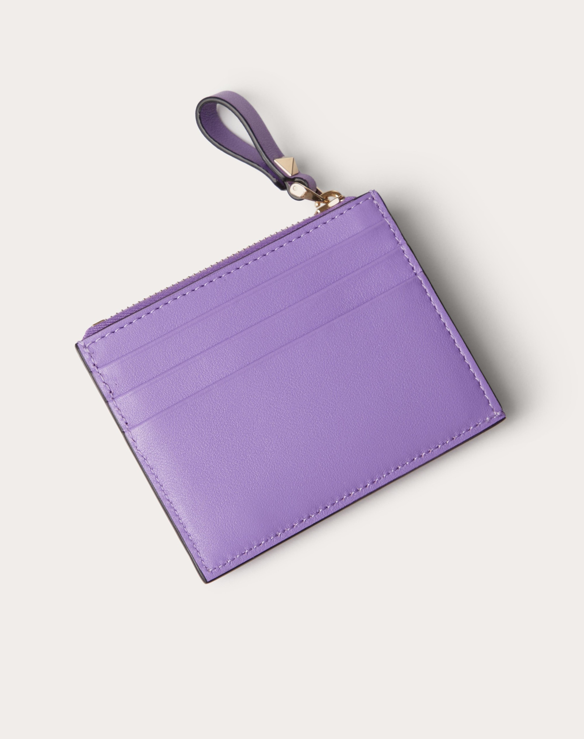 ROCKSTUD CALFSKIN CARDHOLDER WITH ZIPPER - 3