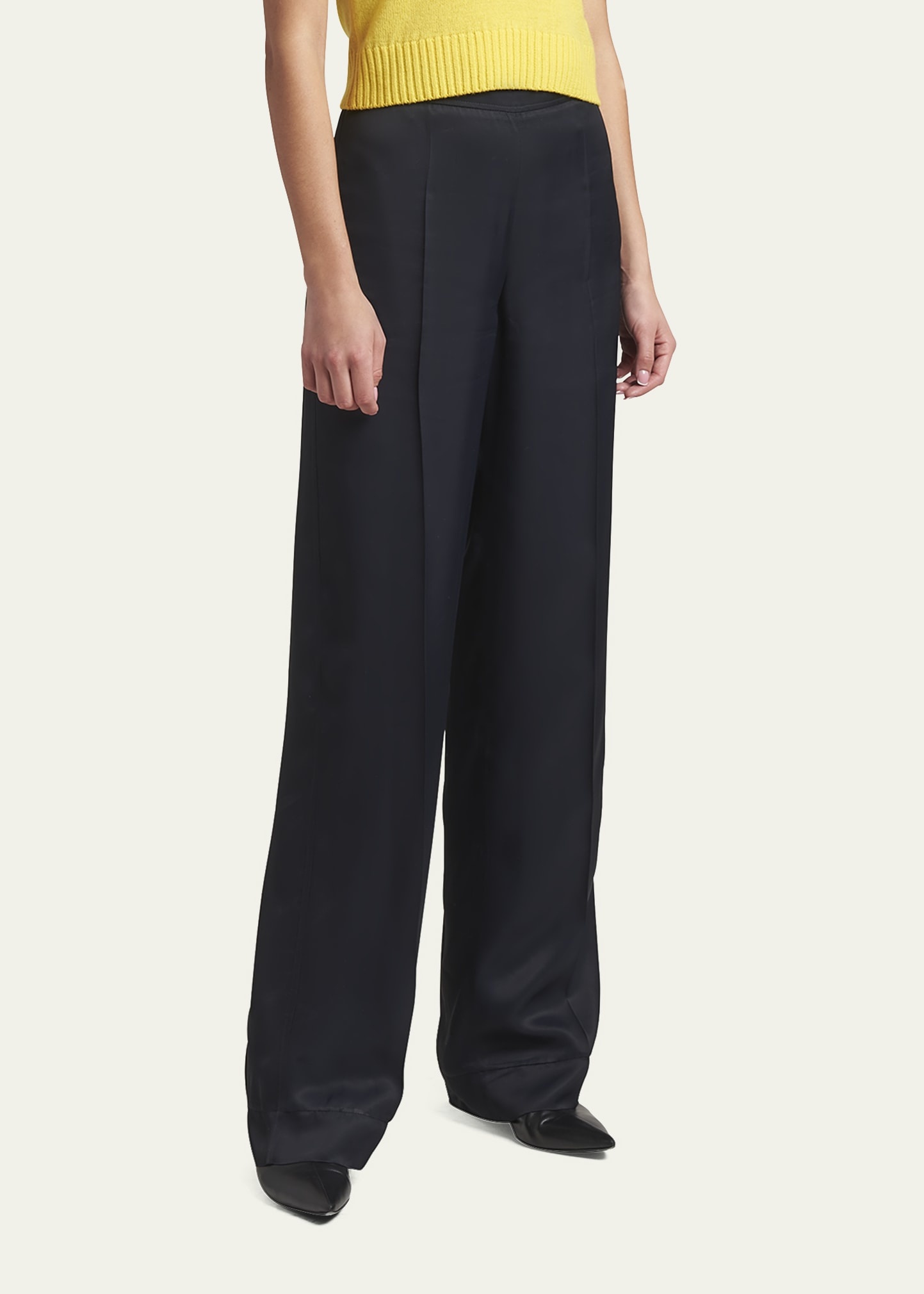 High-Rise Wide-Leg Matte Fluid Trousers - 3