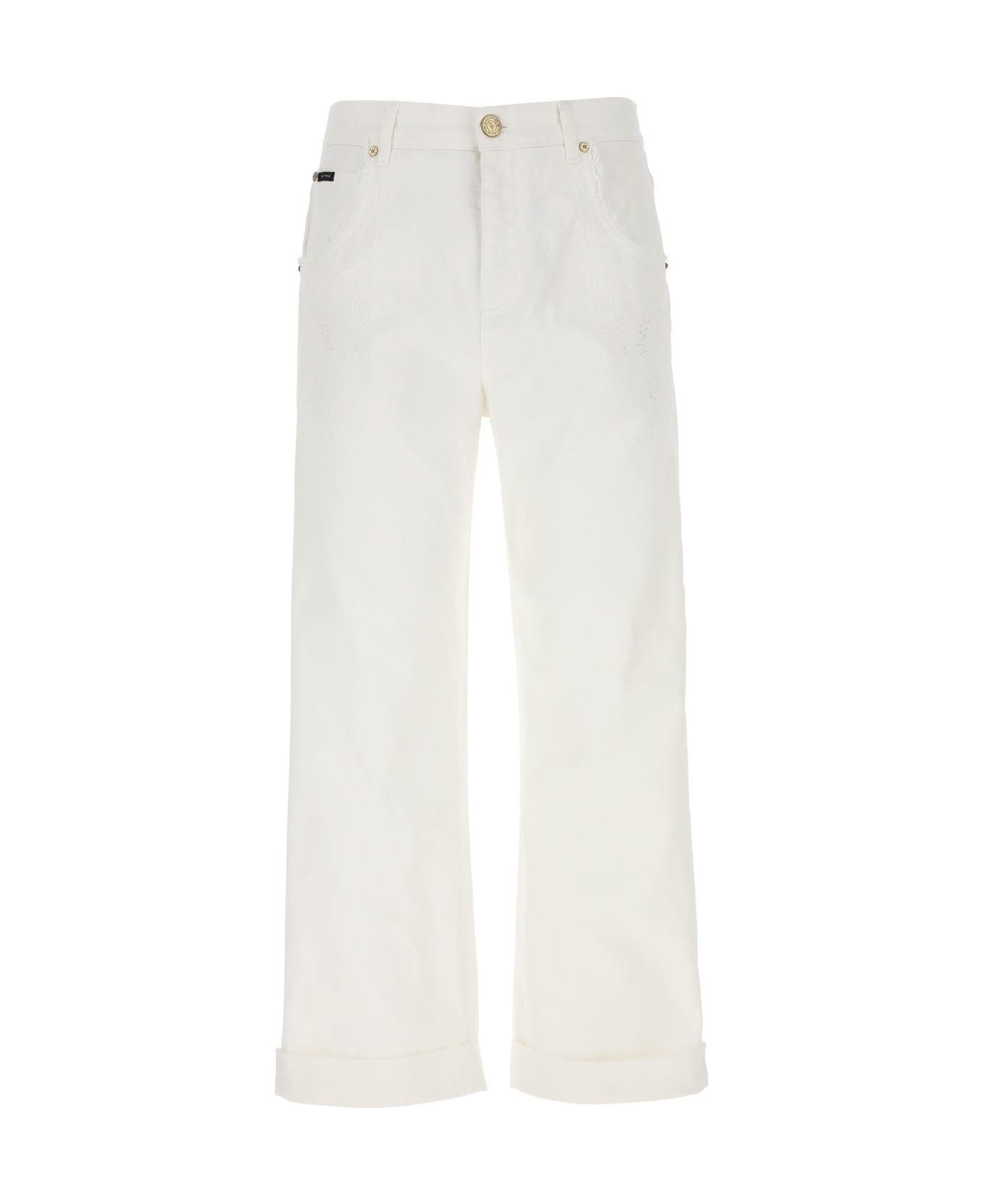 White Stretch Denim Jeans - 1