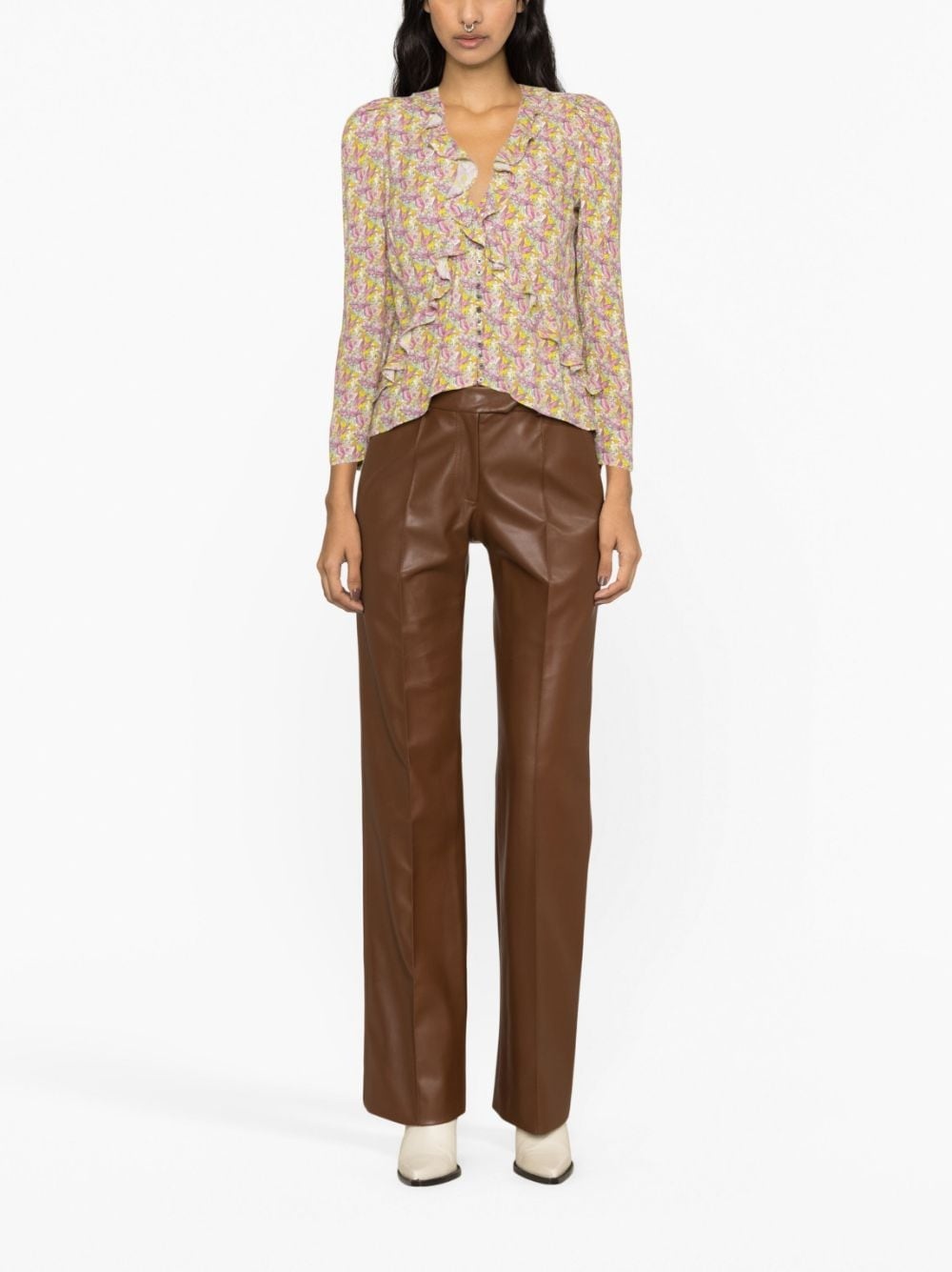 Tresse ruffled long-sleeve blouse - 2