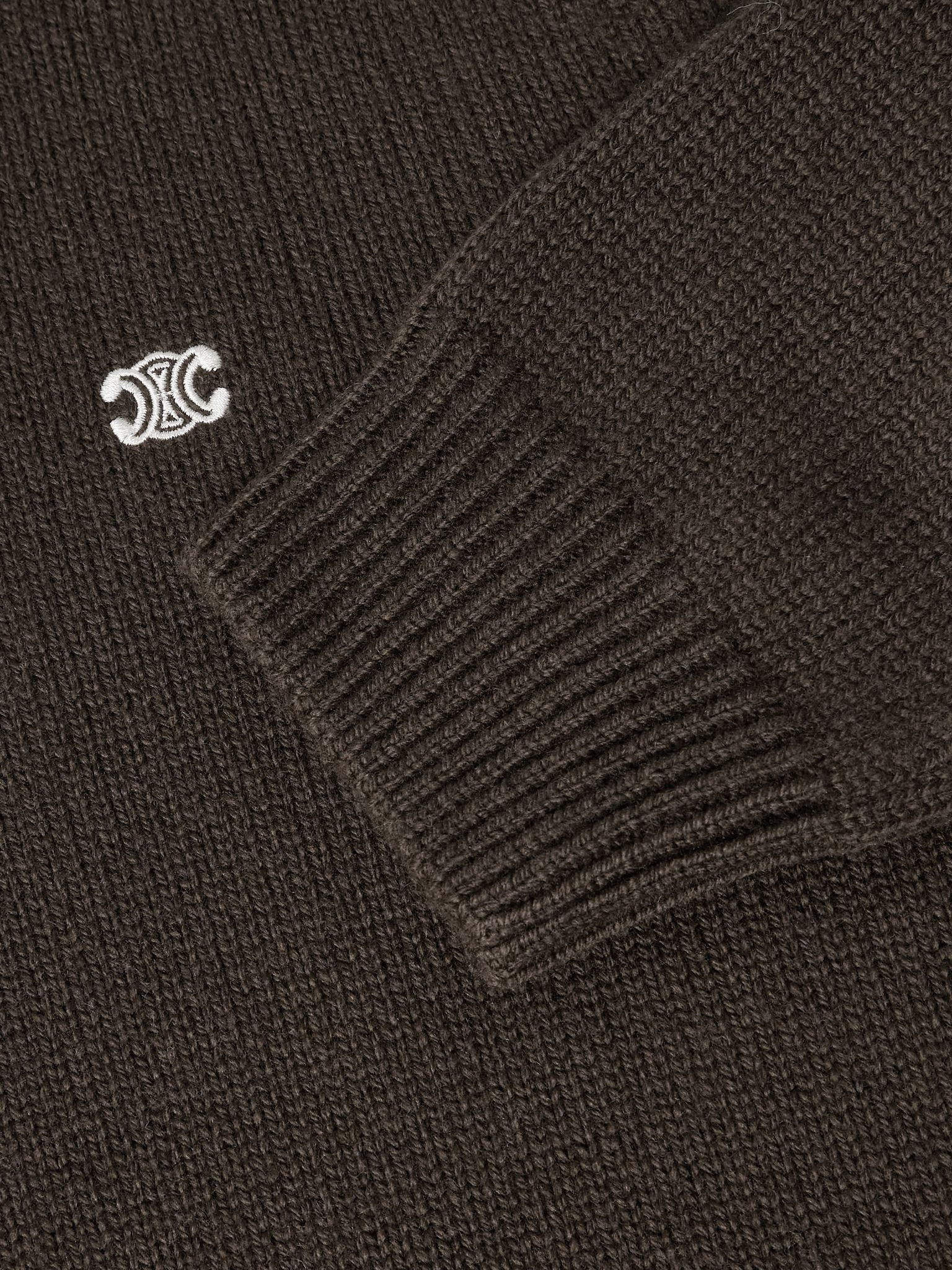 Logo-Embroidered Wool and Cashmere-Blend Sweater Brown - 5