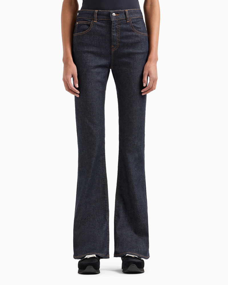 EMPORIO ARMANI J47 Medium high-waisted, lightly worn-look, flared, stretch-denim jeans outlook
