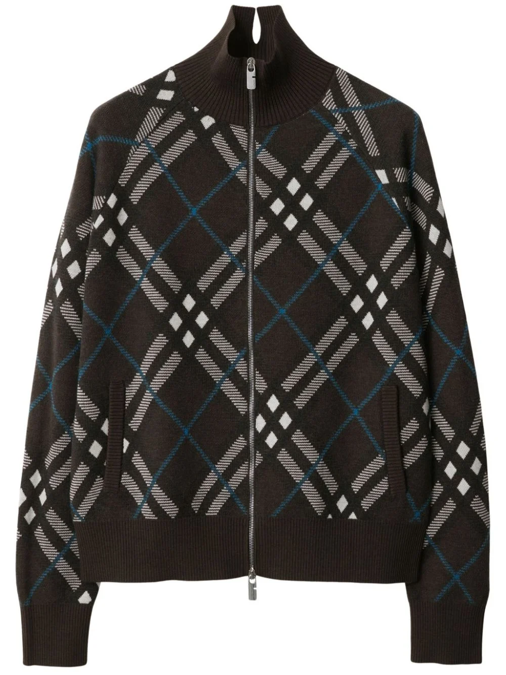 Check zip-up cardigan - 1