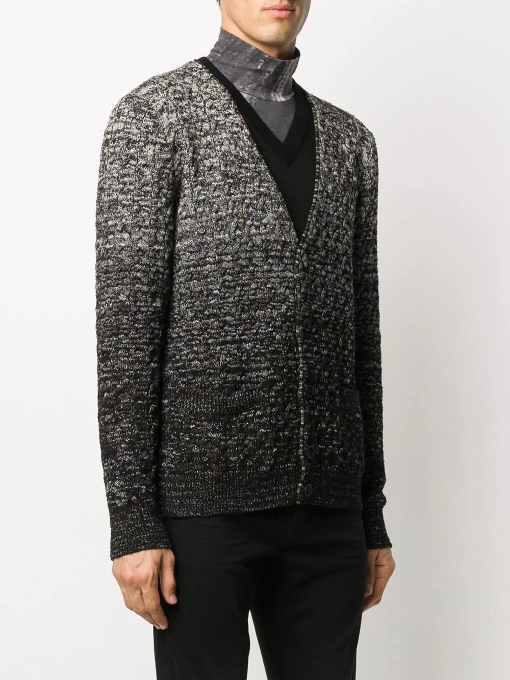 gradient wool knit cardigan - 3