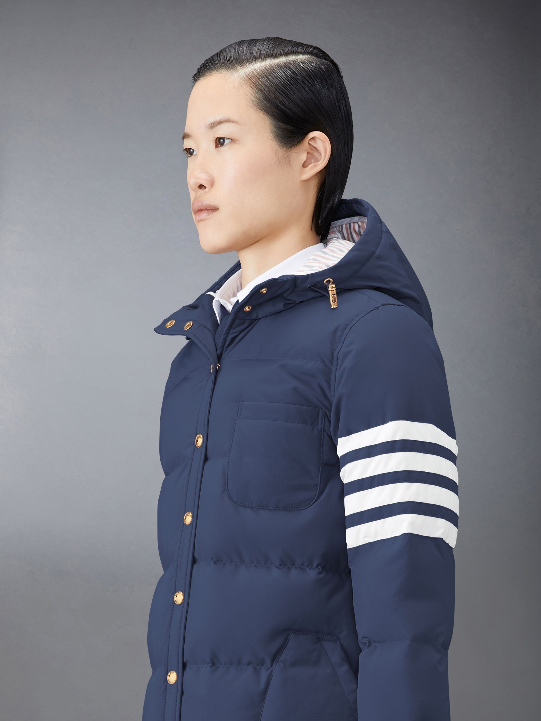 Thom Browne Navy Hooded Jacket