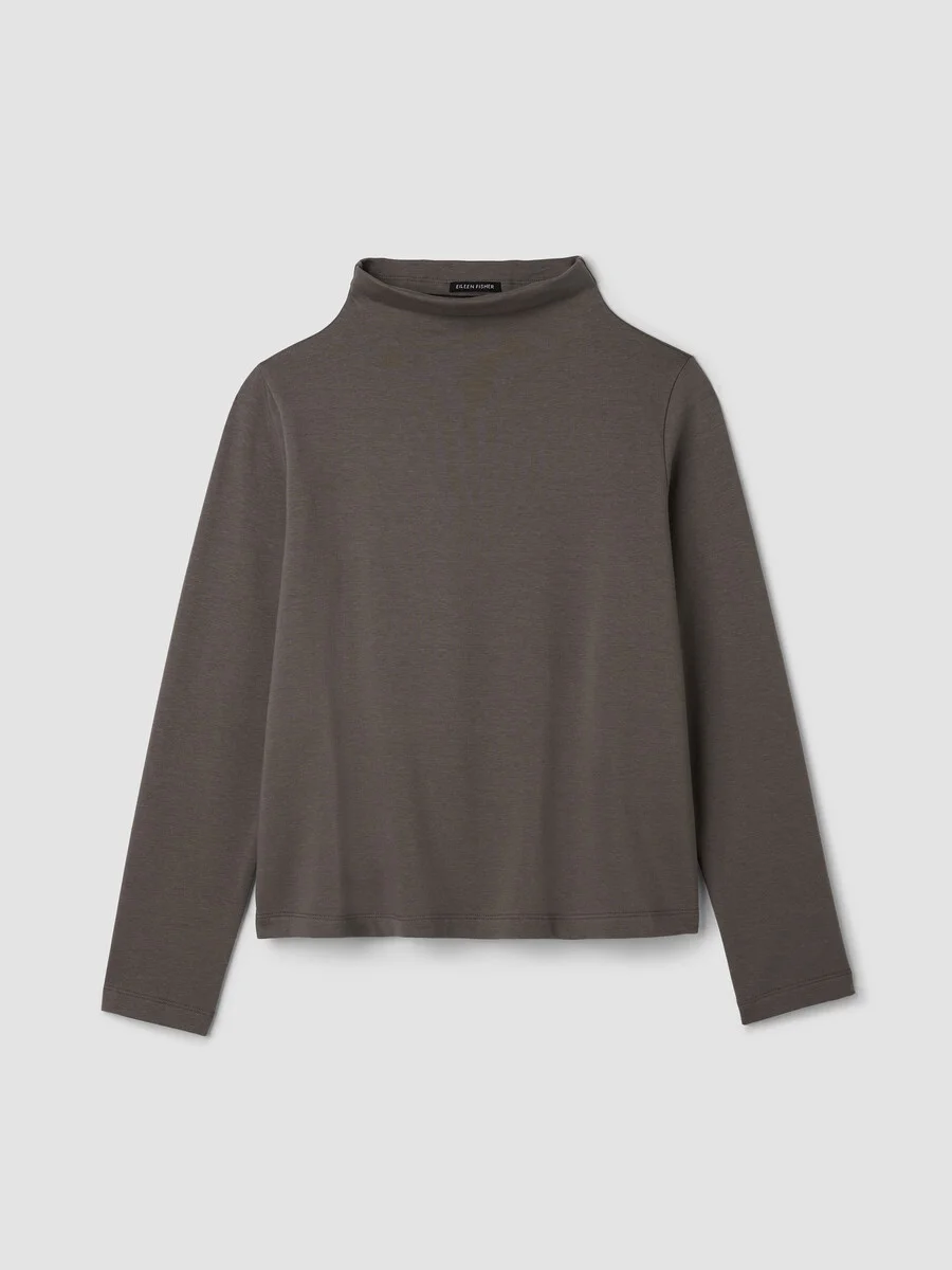 Cozy Brushed Terry Hug Funnel Neck Top - 1