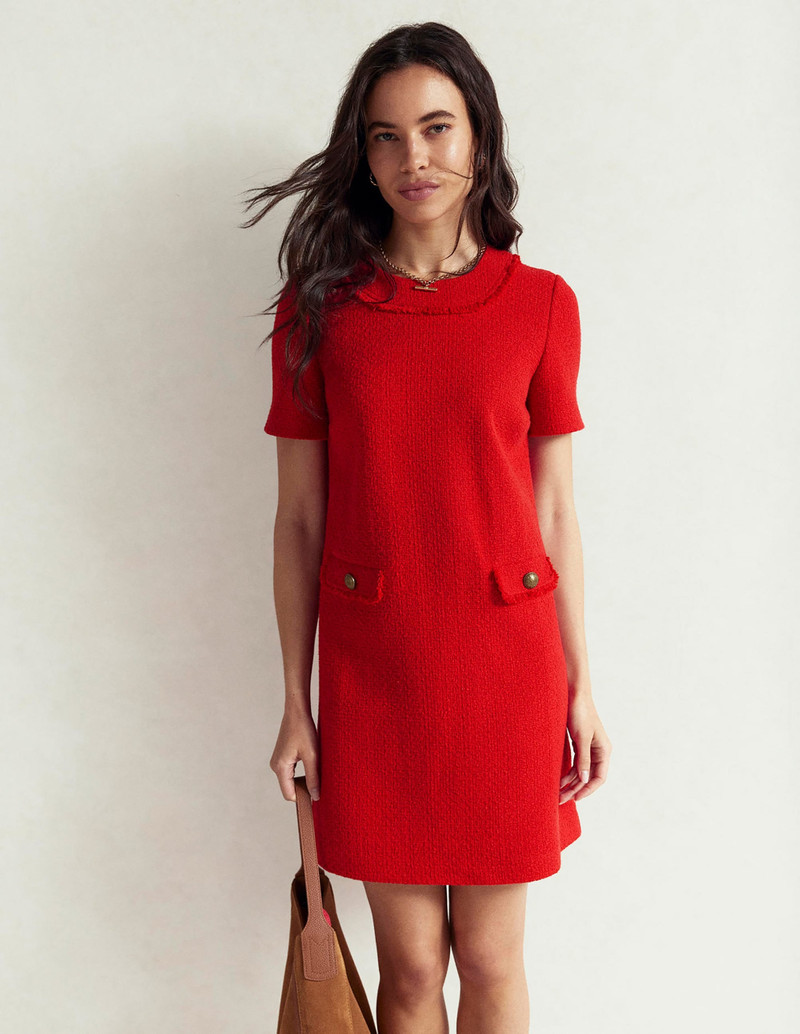 Evita Cotton Shift Dress-Poppy Red 7