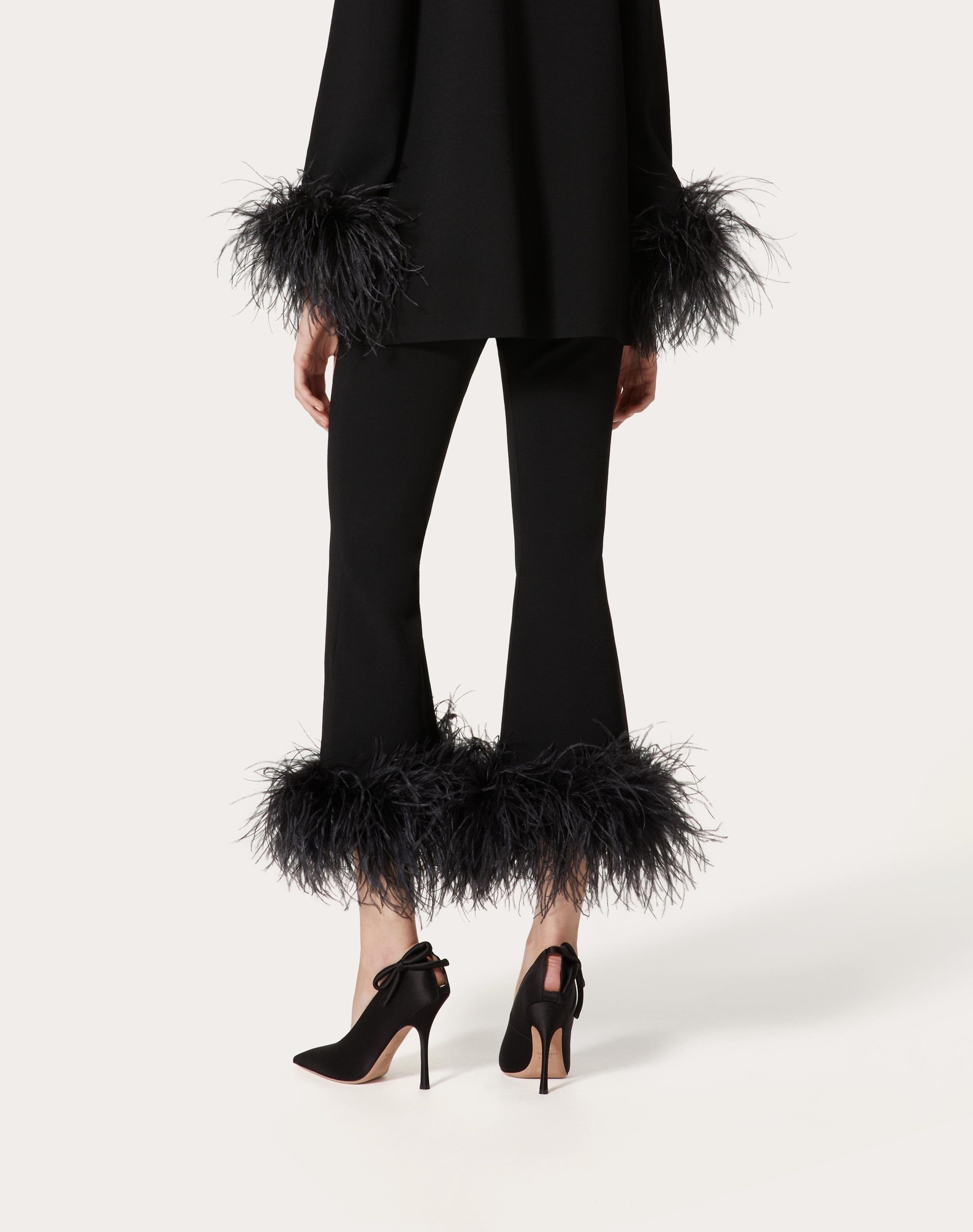 STRETCHED VISCOSE PANTS WITH FEATHERS - 4