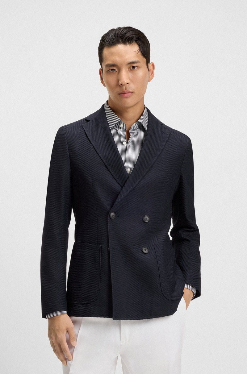 DOUBLE-BREASTED BLAZER IN COTTON AND WOOL SEERSUCKER 2