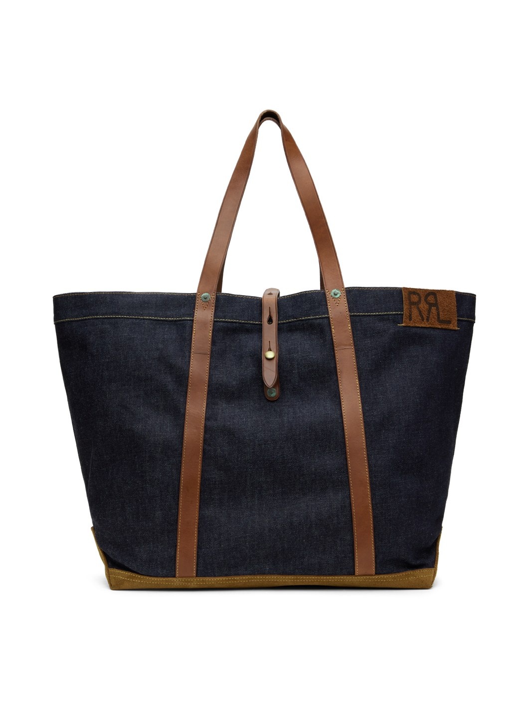 Indigo Leather-Trim Denim Tote - 1