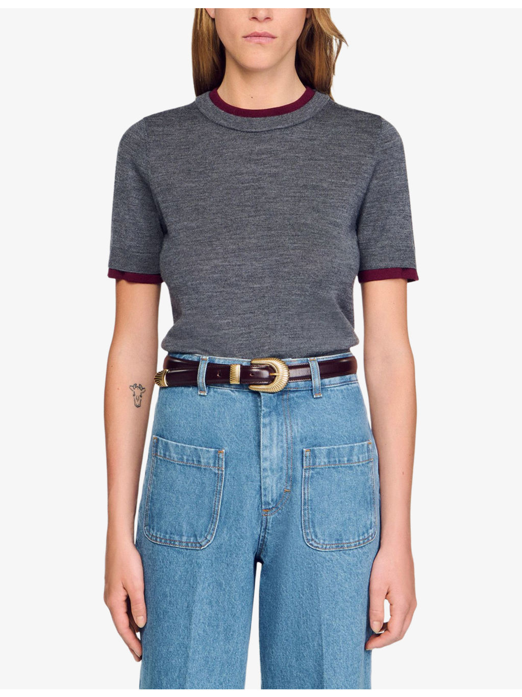 Short-Sleeved Knitted Wool Jumper - 3