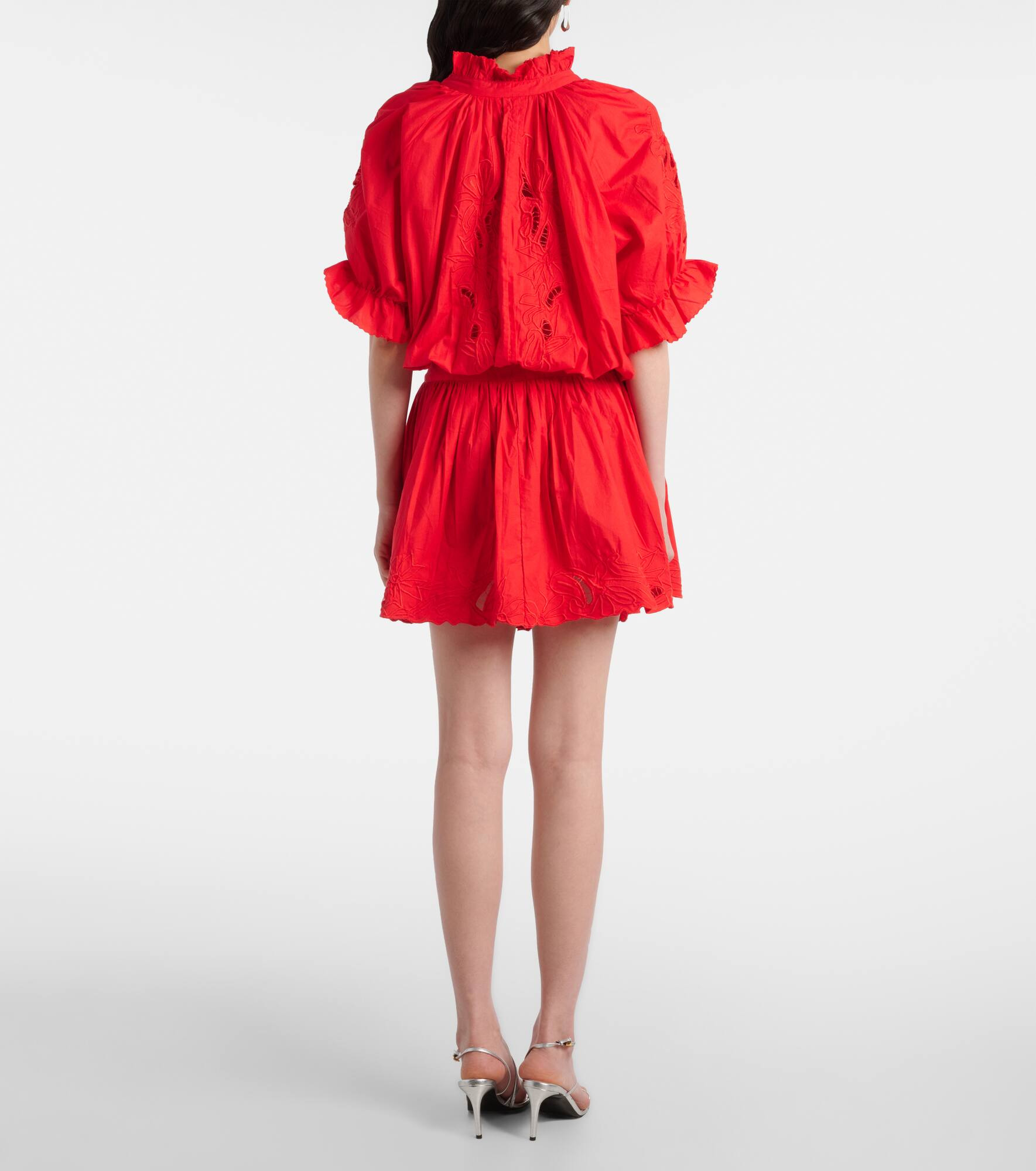Broderie anglaise cotton poplin minidress - 3
