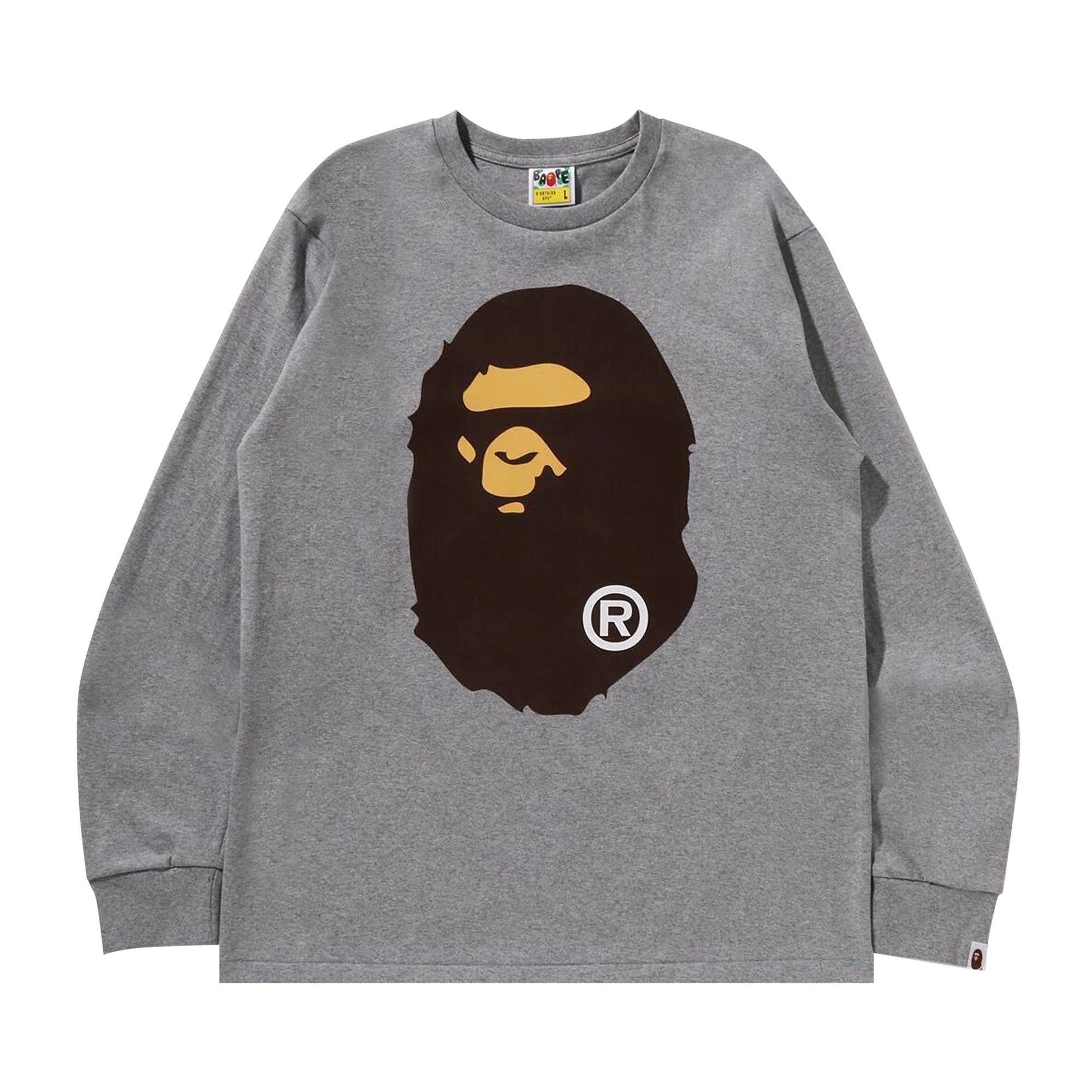 BAPE Big Ape Head Long-Sleeve Tee 'Grey' - 1