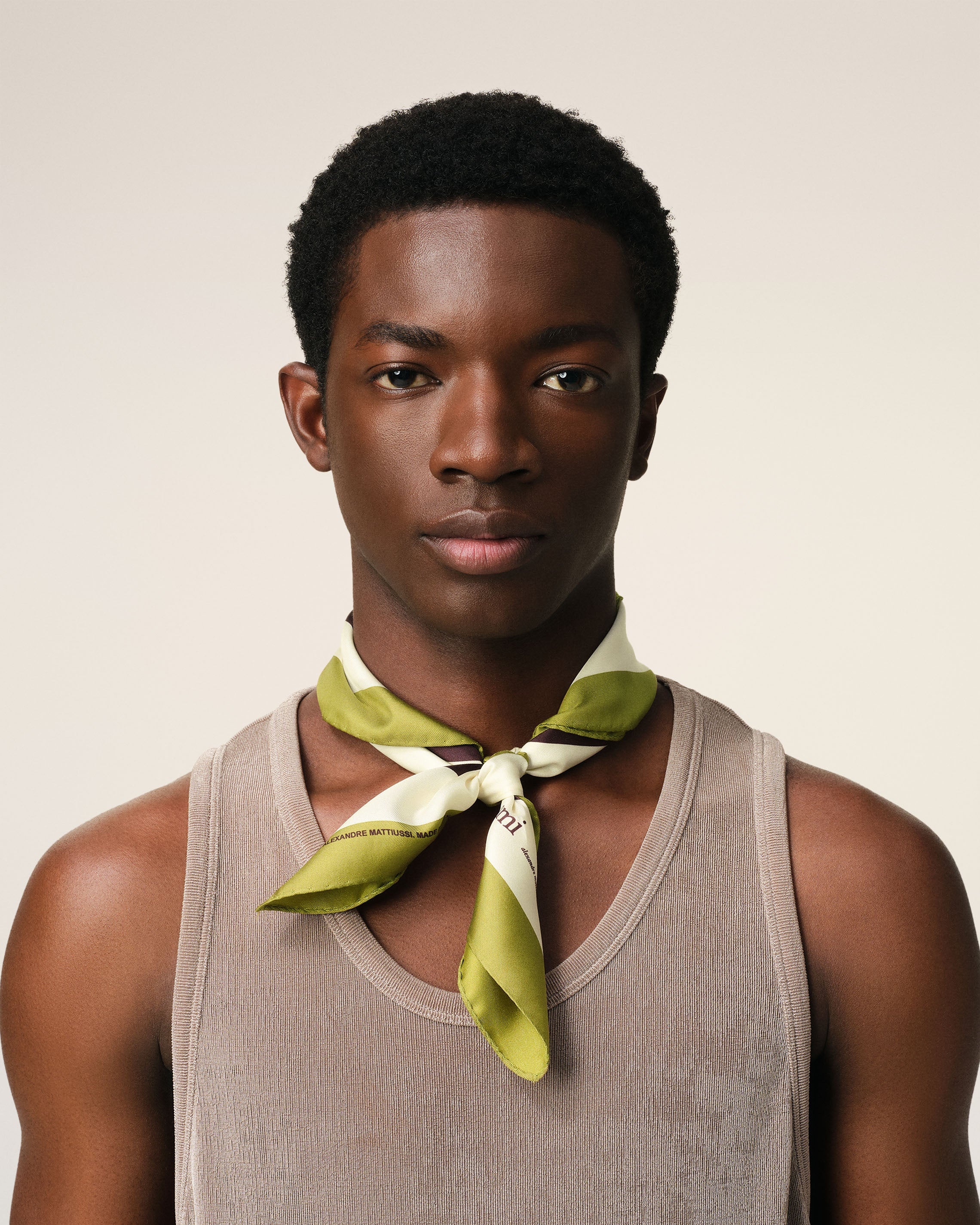 KHAKI SILK TRICOLOR BANDANA - 2