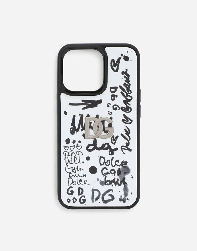 Graffiti-print calfskin iPhone 13 Pro cover - 1
