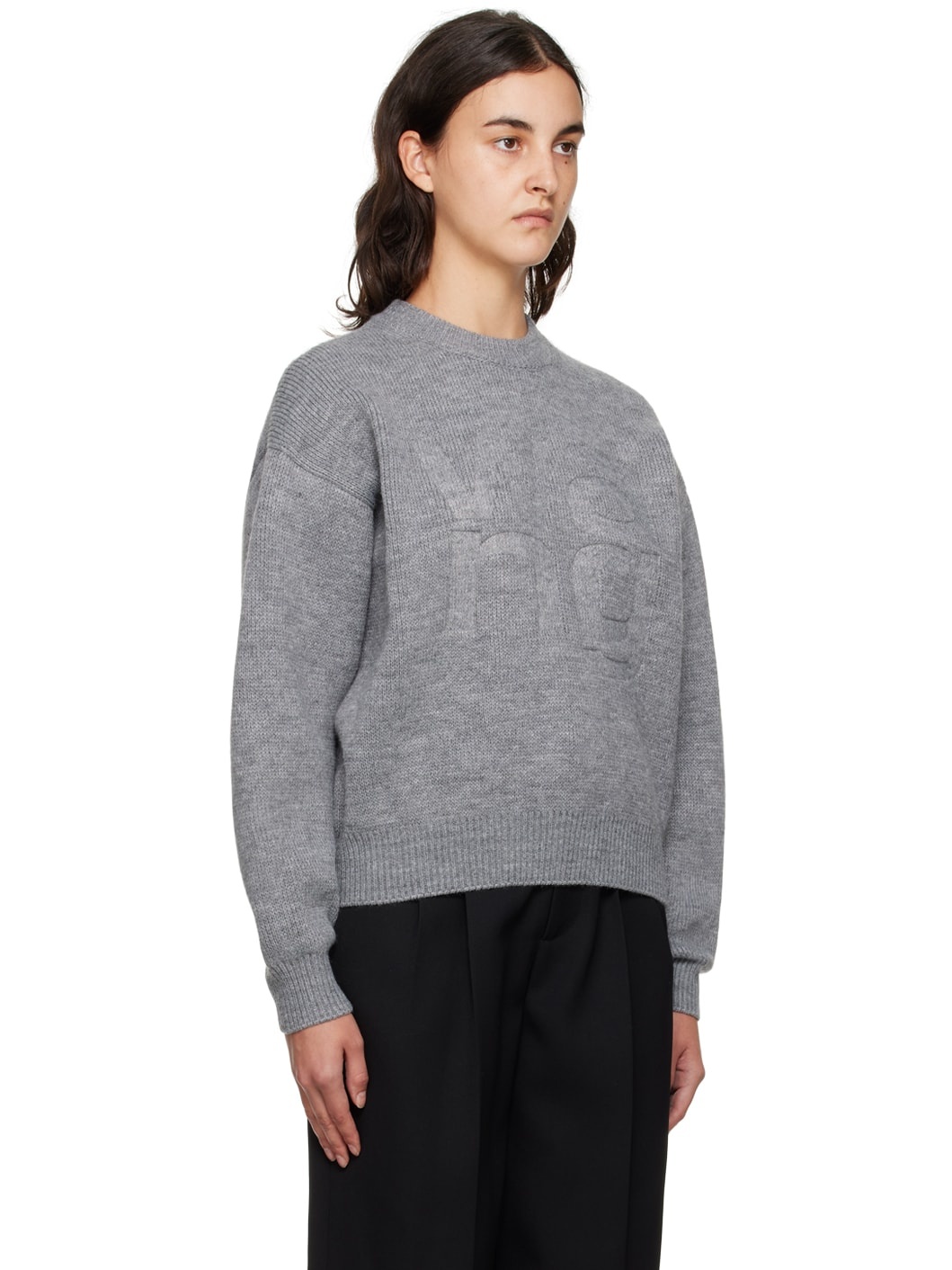 Gray Embossed Sweater - 2