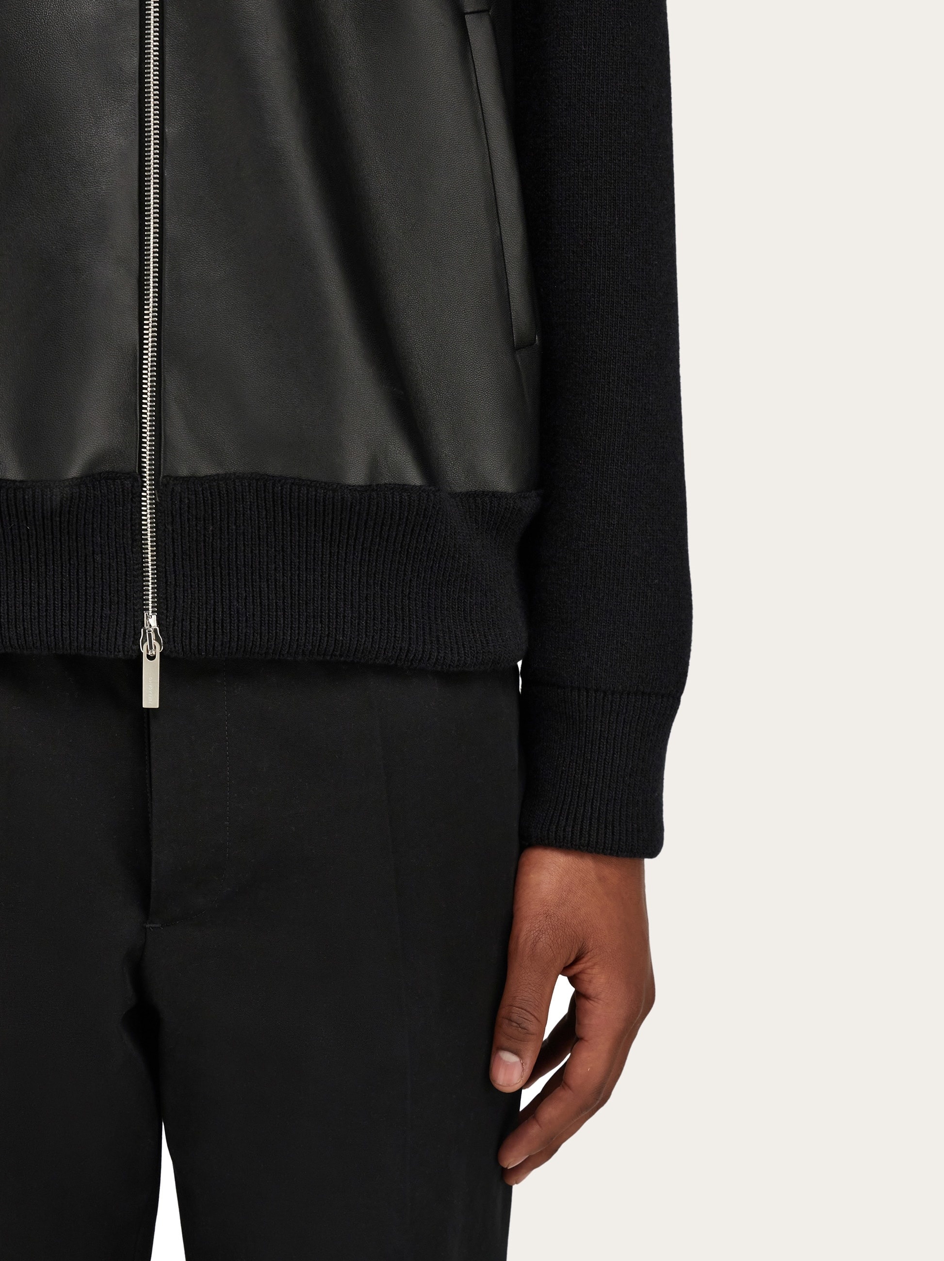Bomber jacket in leather and wool - 5