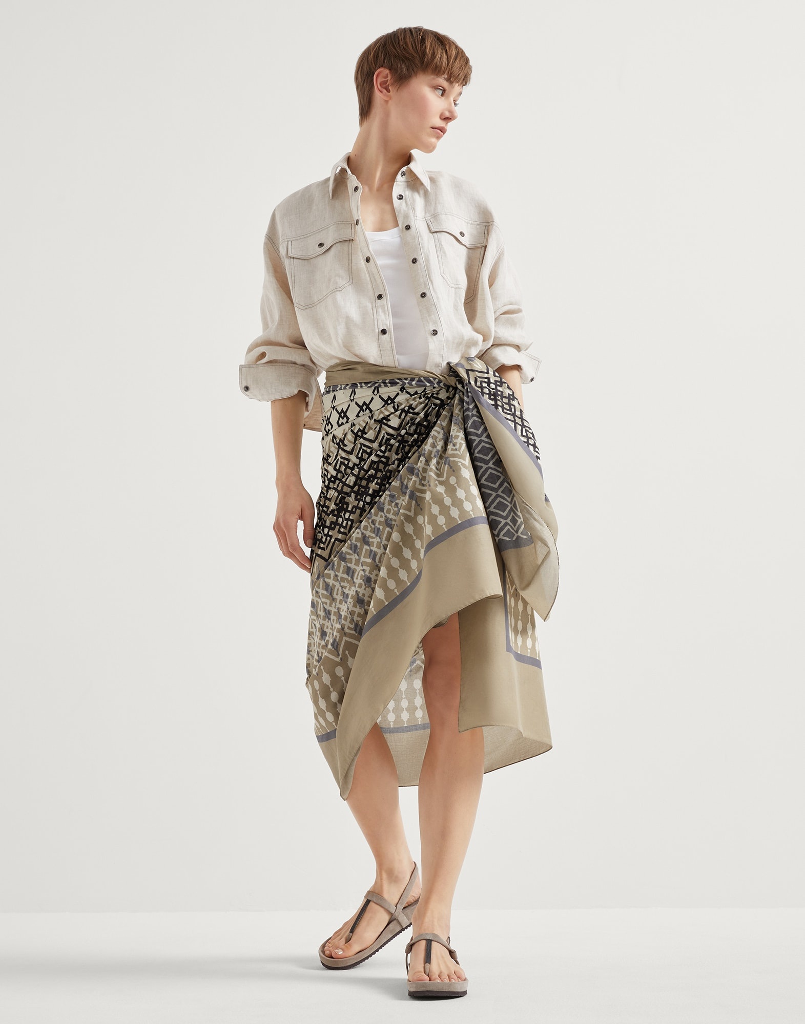 Ethnic print cotton pareo - 4