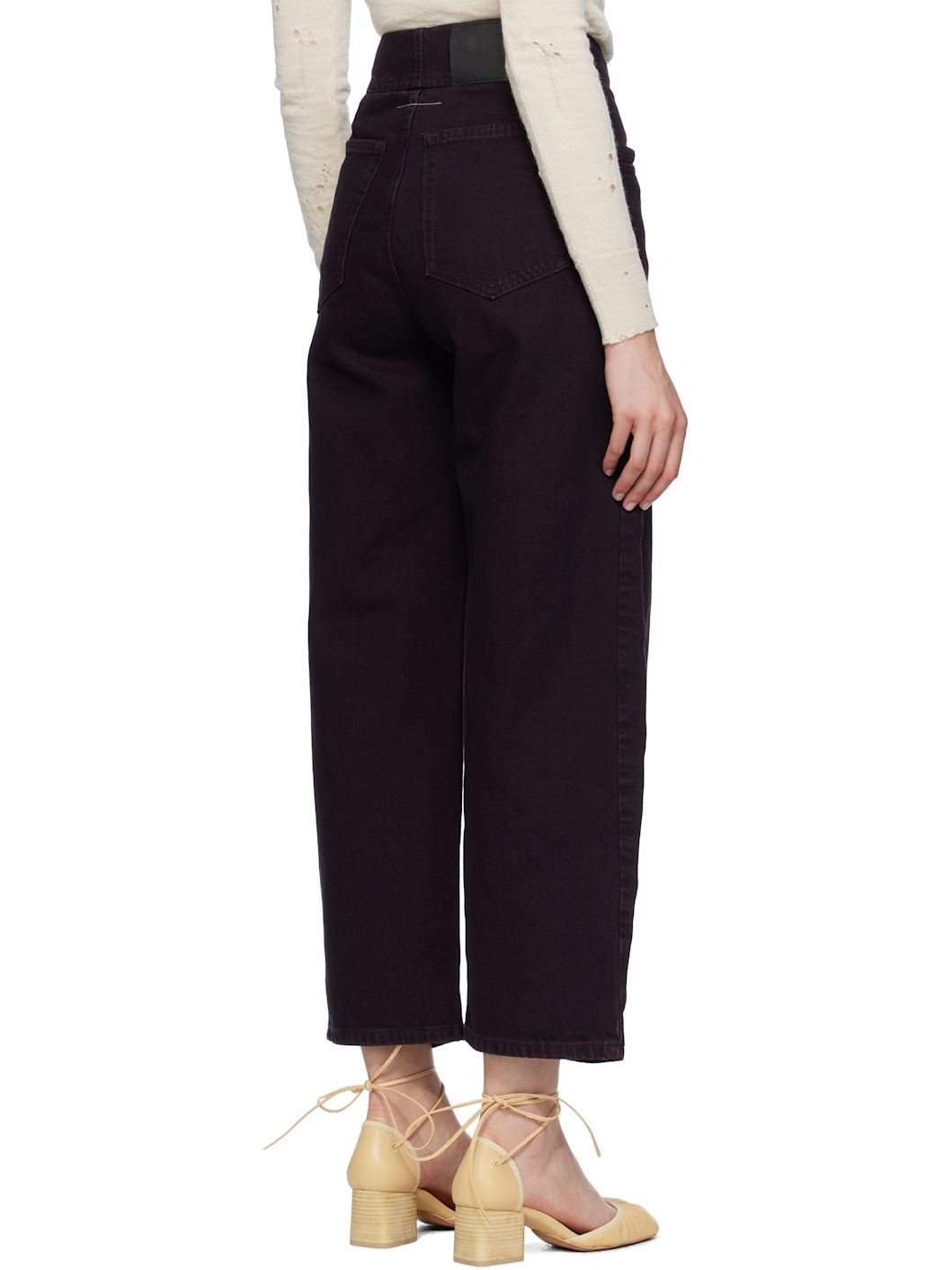 Burgundy Barrel-Leg Jeans - 3