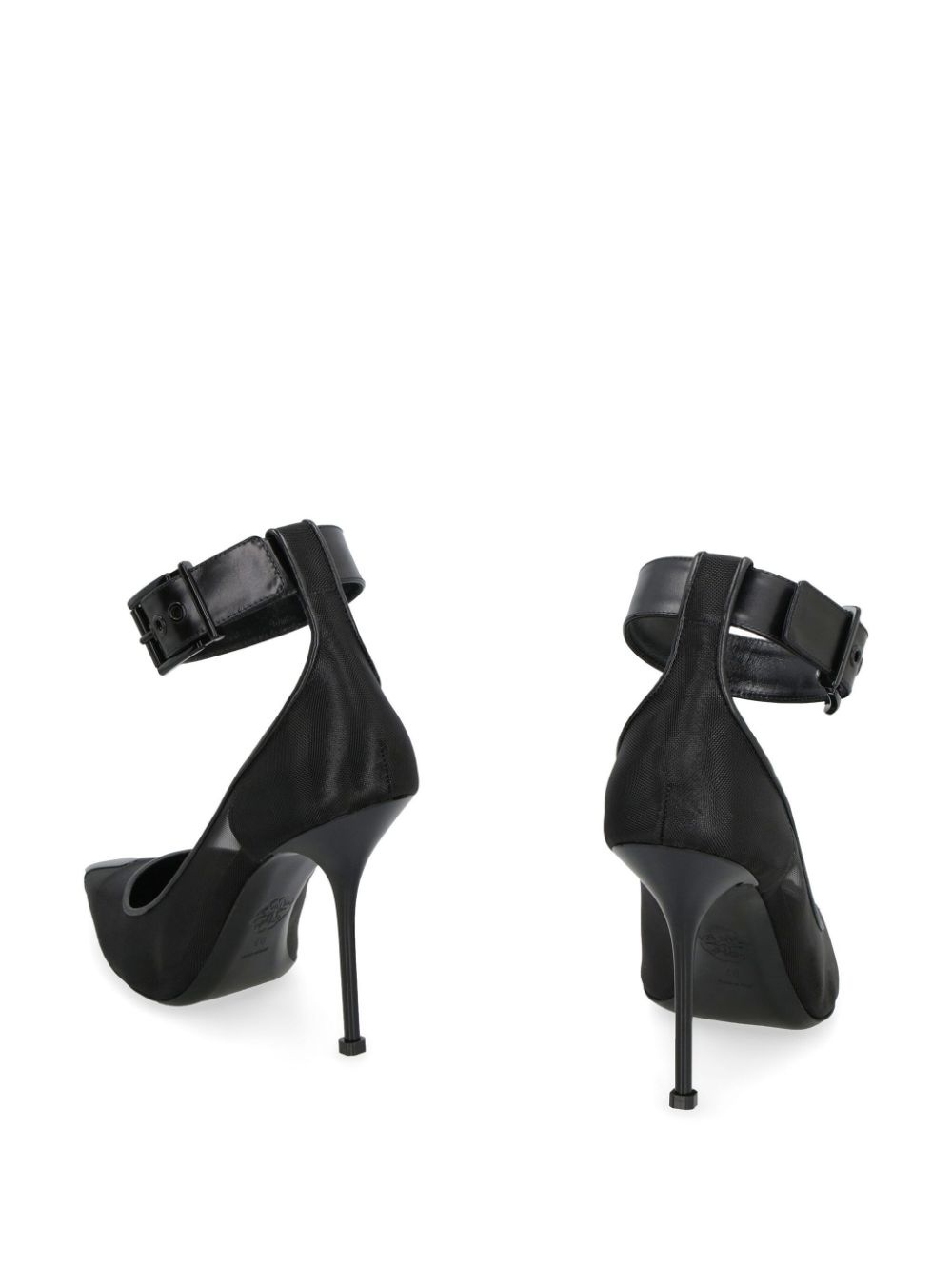 mesh-panelling pointed-toe pumps - 3