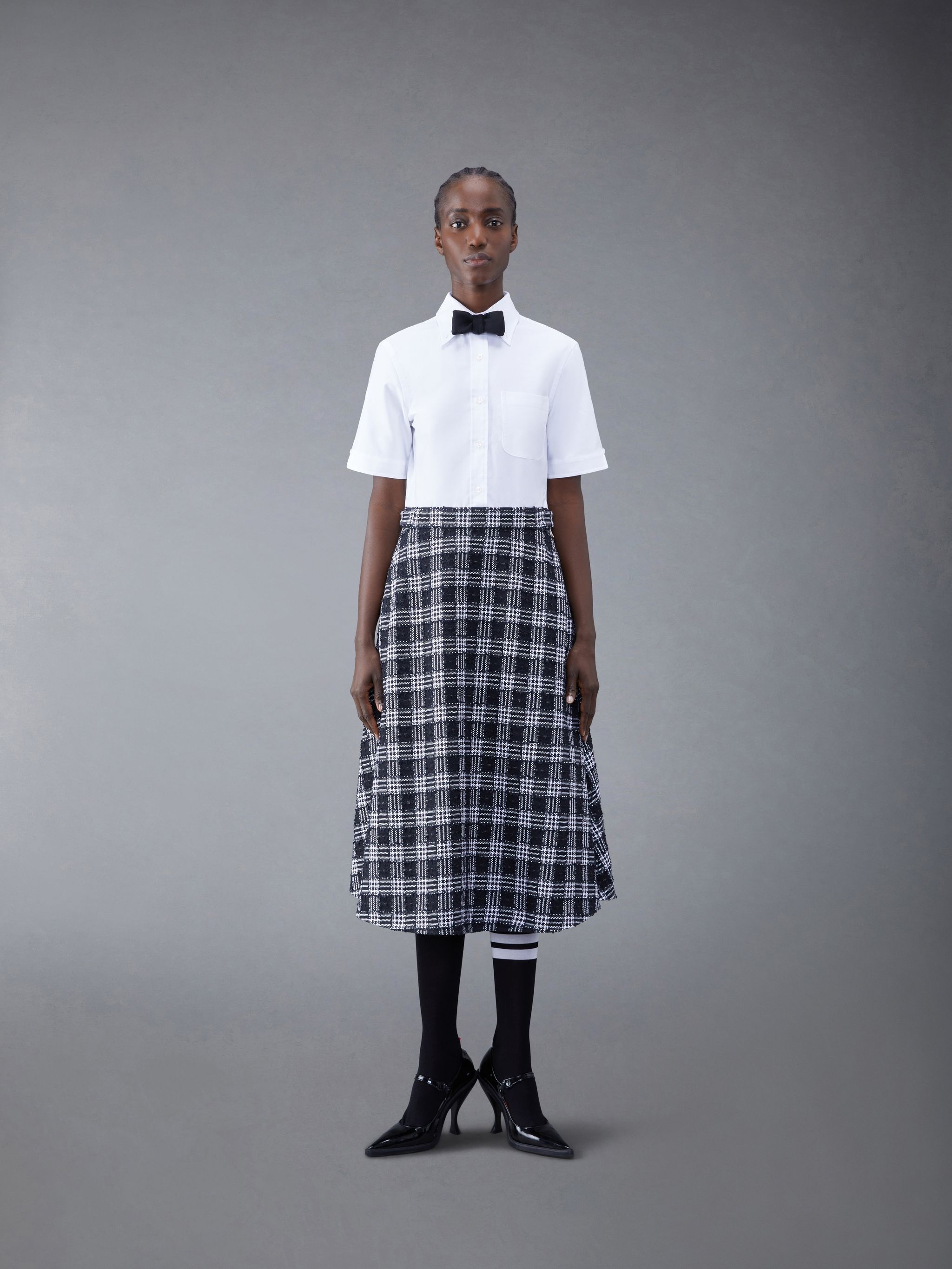 Tweed Oxford Combo A-line Shirtdress - 4