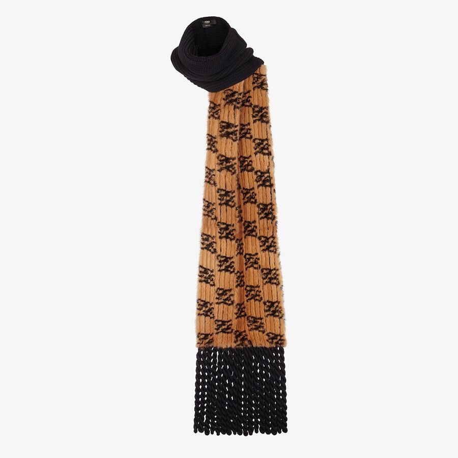 Two-tone mink and knit scarf - 2