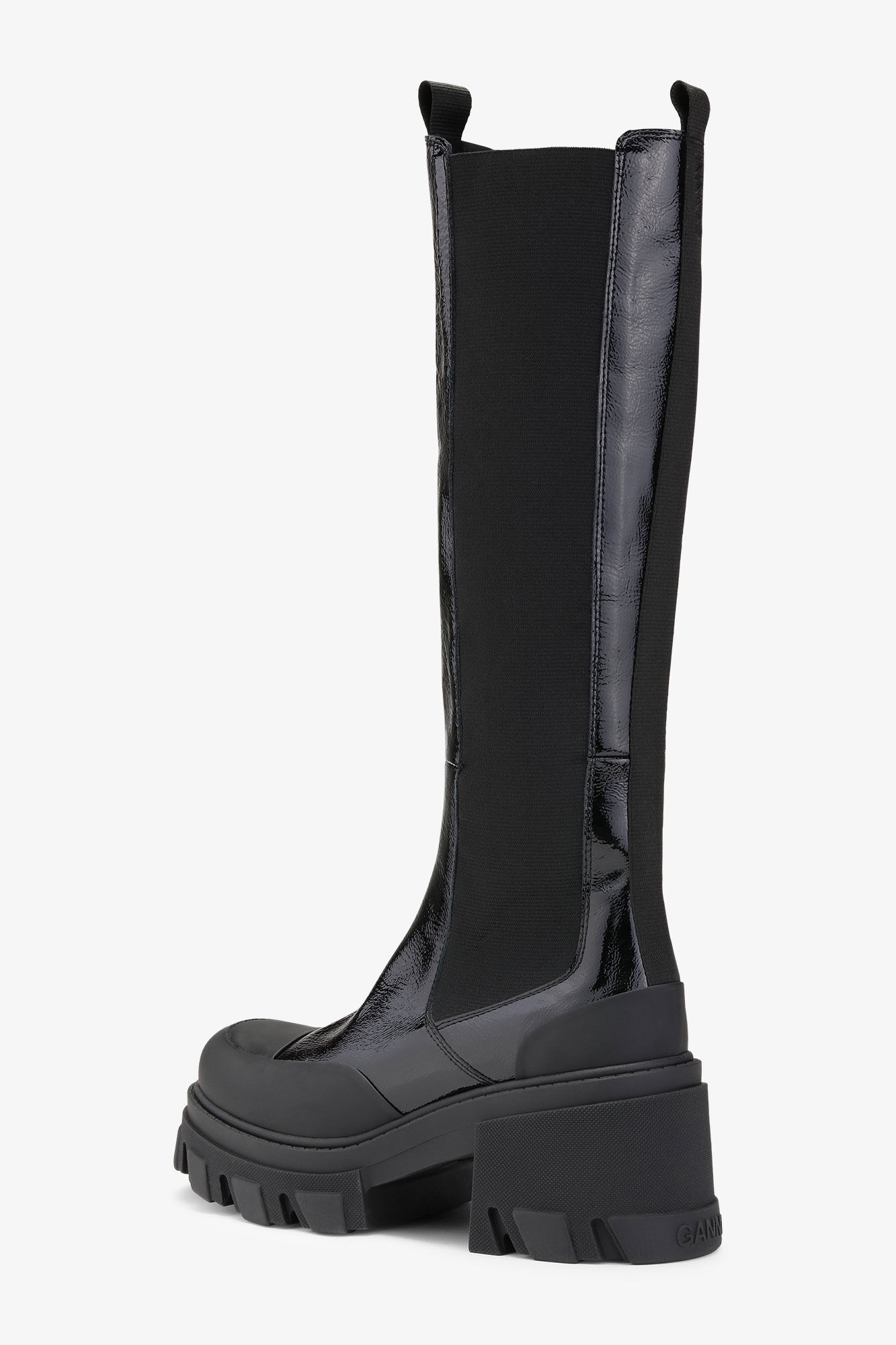 BLACK CLEATED HEELED HIGH CHELSEA BOOTS - 3