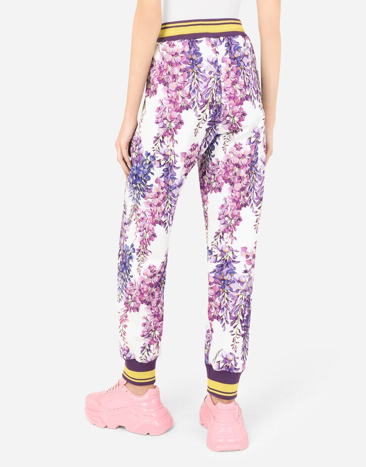 Jersey jogging pants with wisteria print - 4