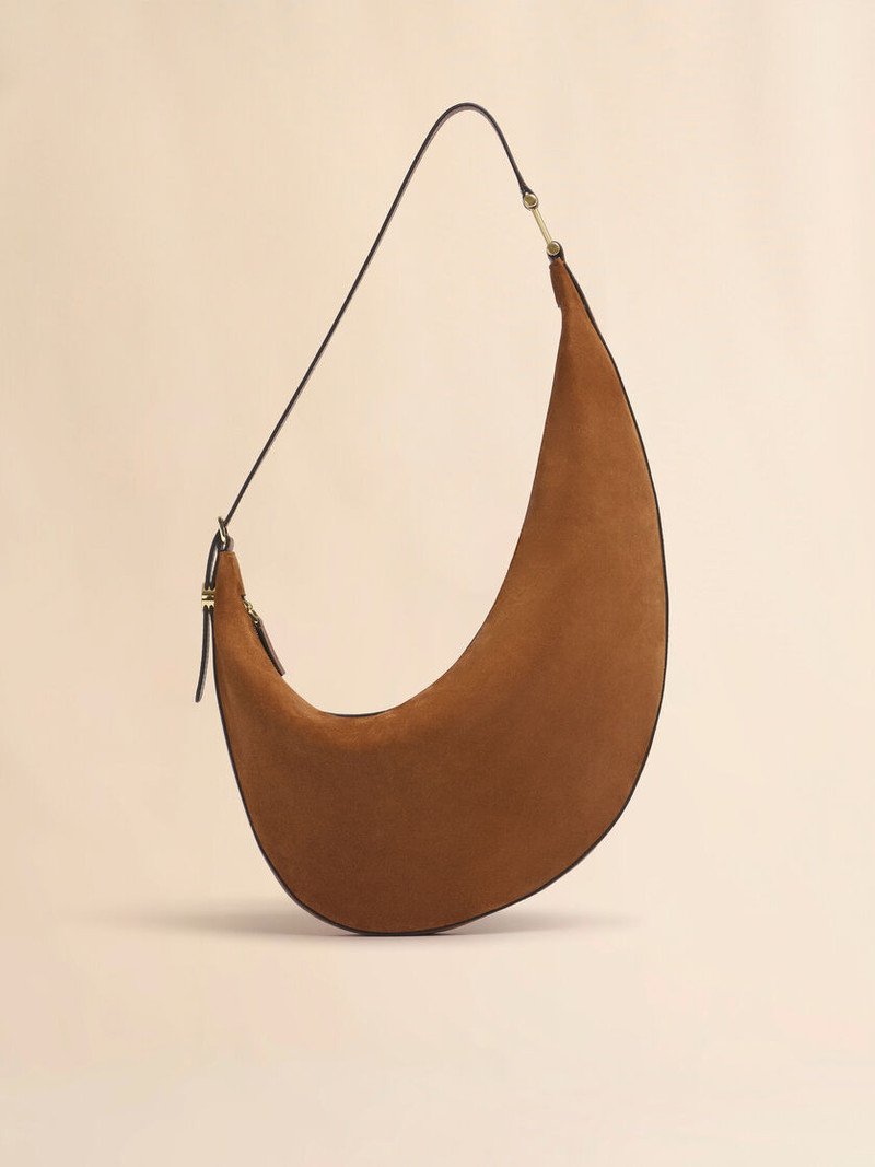 BROWN SUEDE DOT SMALL HOBO BAG 1
