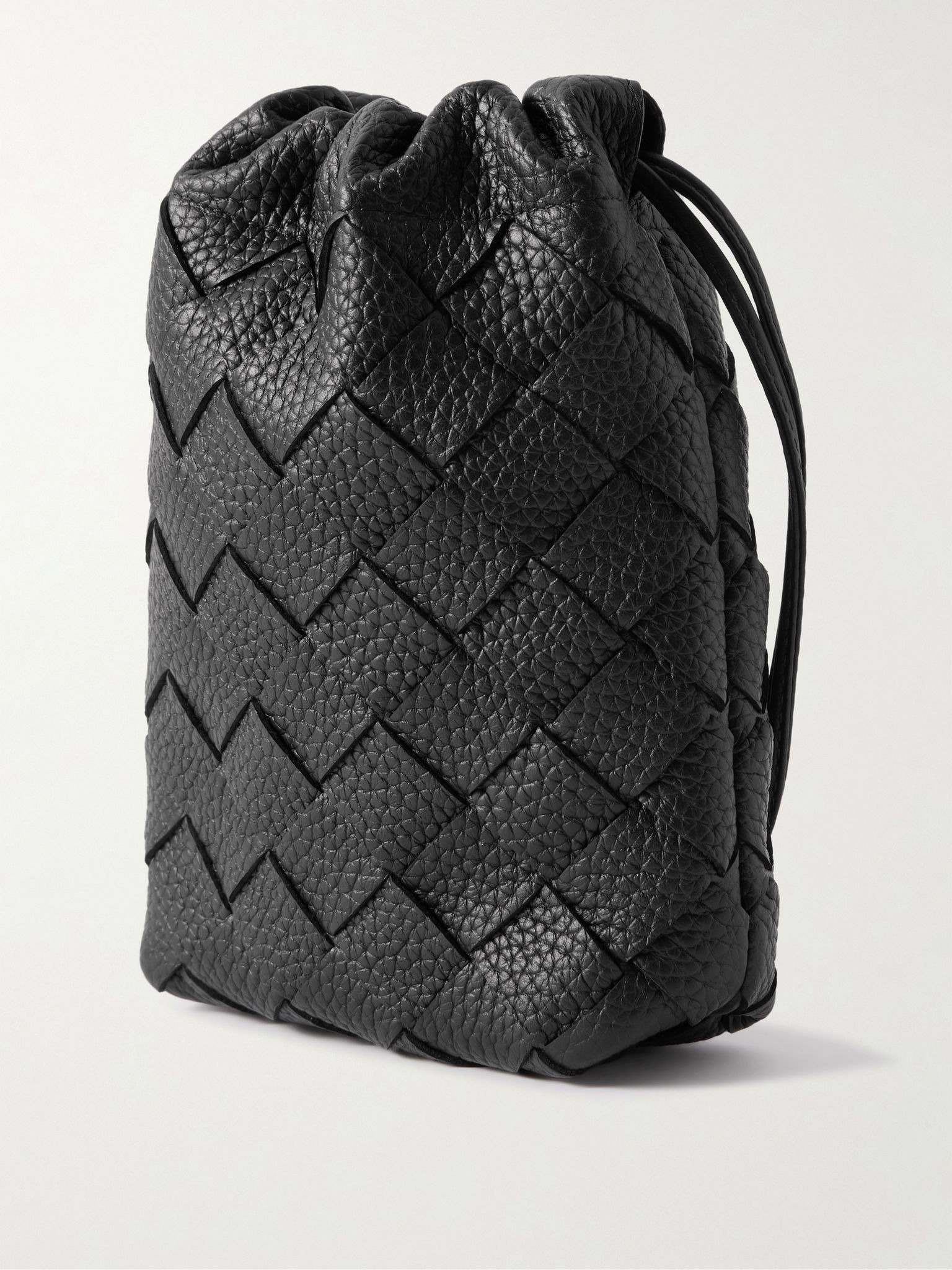 Intrecciato Full-Grain Leather Pouch Black - 3