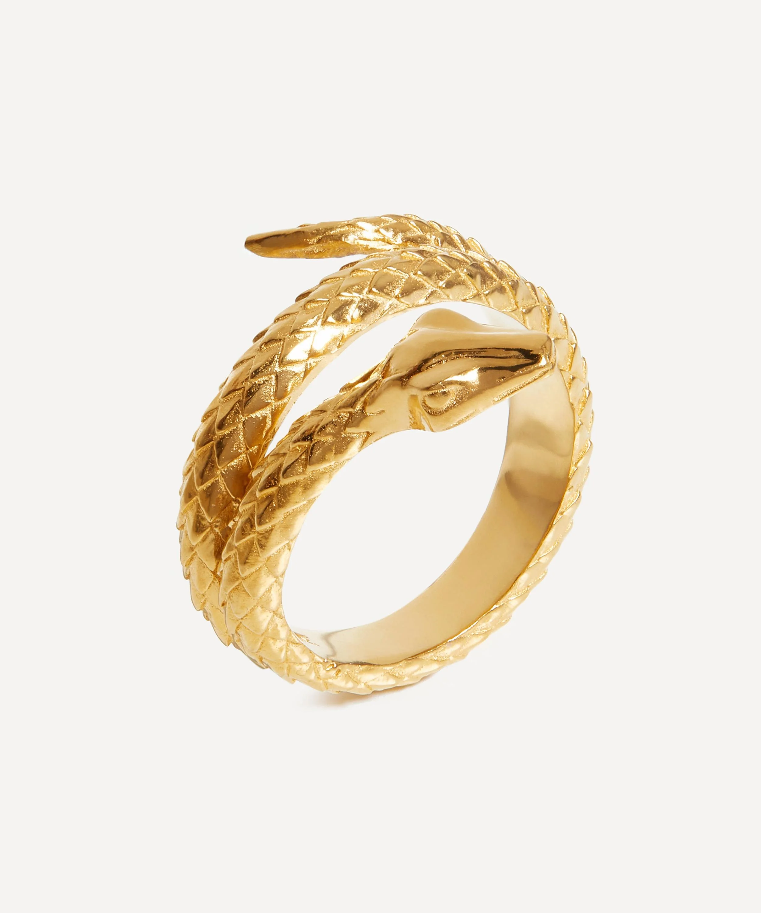 18ct Gold-Plated Harris Reed Coiled Serpent Ring - 1