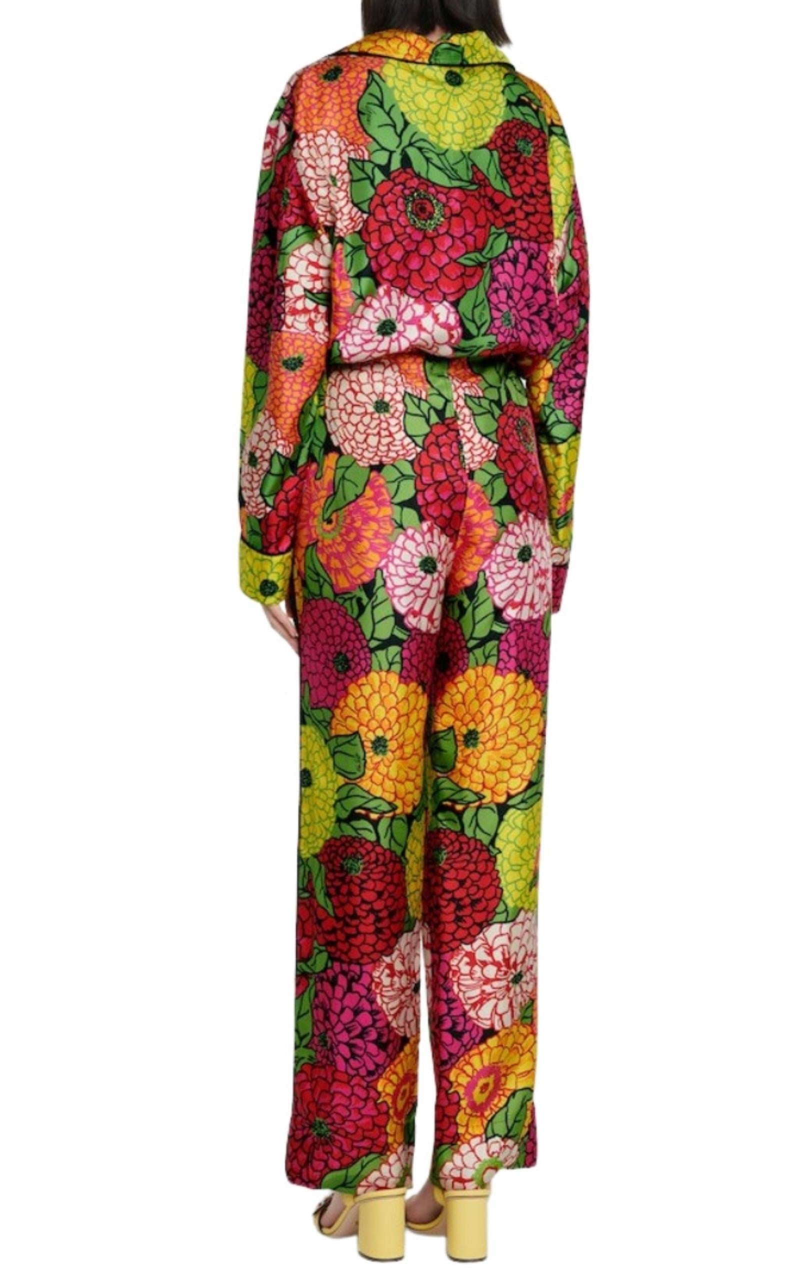 x Ken Scott Floral Silk Straight Pants - 3