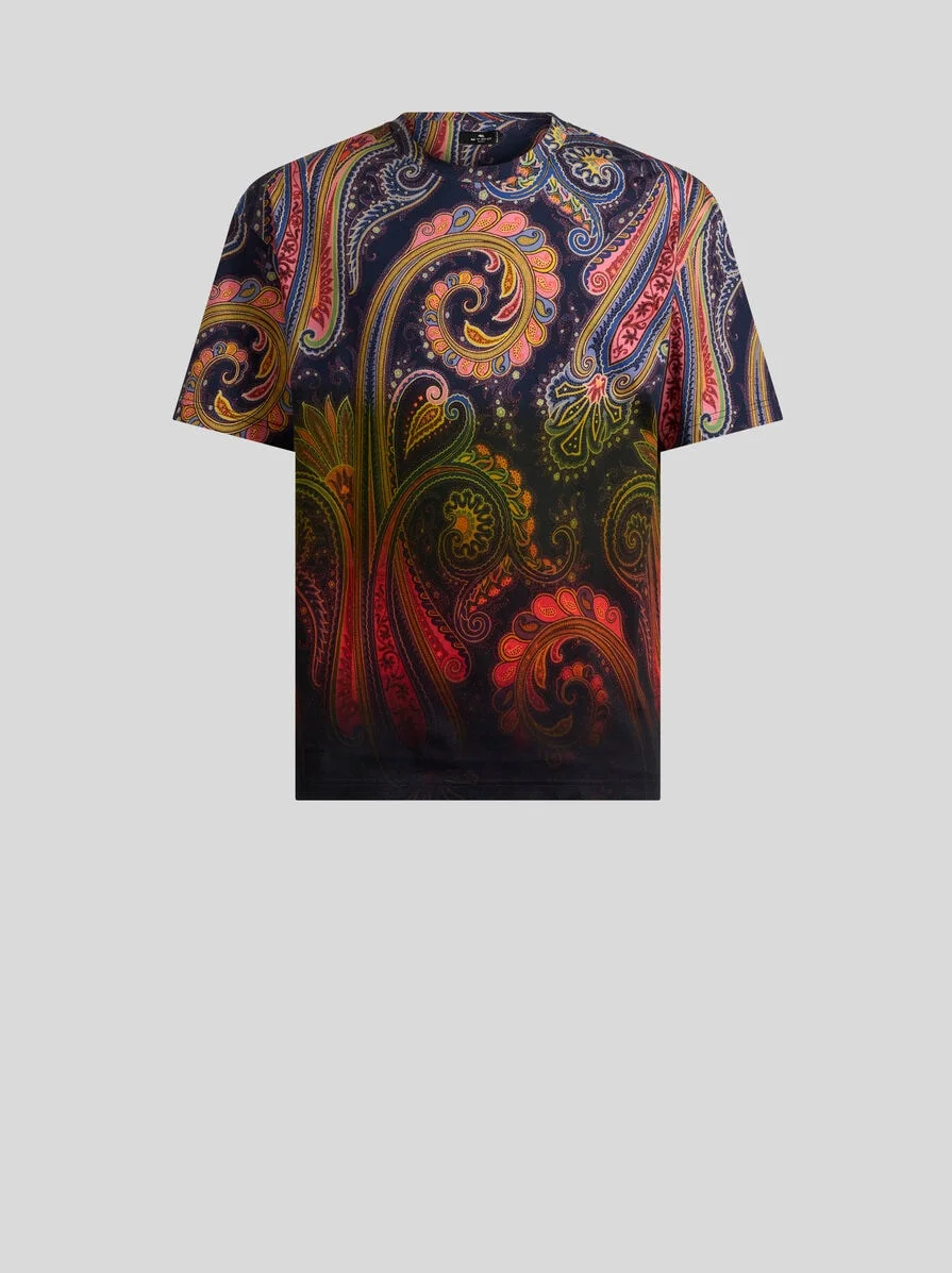 COTTON JERSEY T-SHIRT WITH DEGRADÉ PAISLEY MOTIF - 1